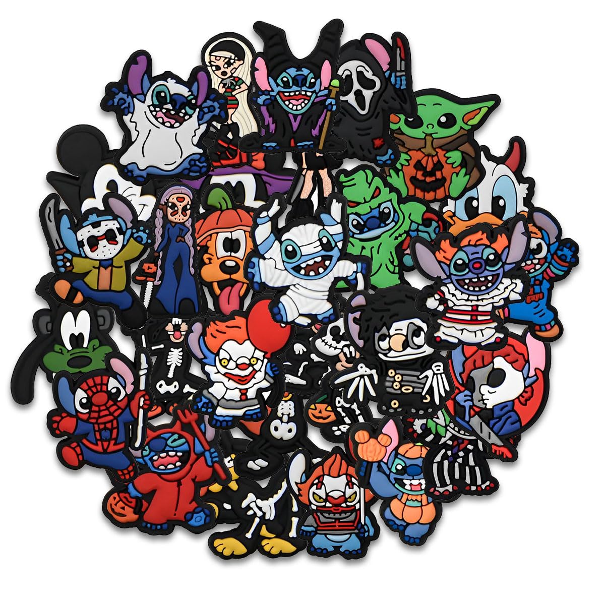 BSNRDX30 Pcs Shoes Charms for Charms,Crocs jibbitz, Durable WaterProof Shoe Decoration for Croc Charms Shoes Decorations Wristband Bracelet Party Favors for Girls Boys, Birthday,Halloween