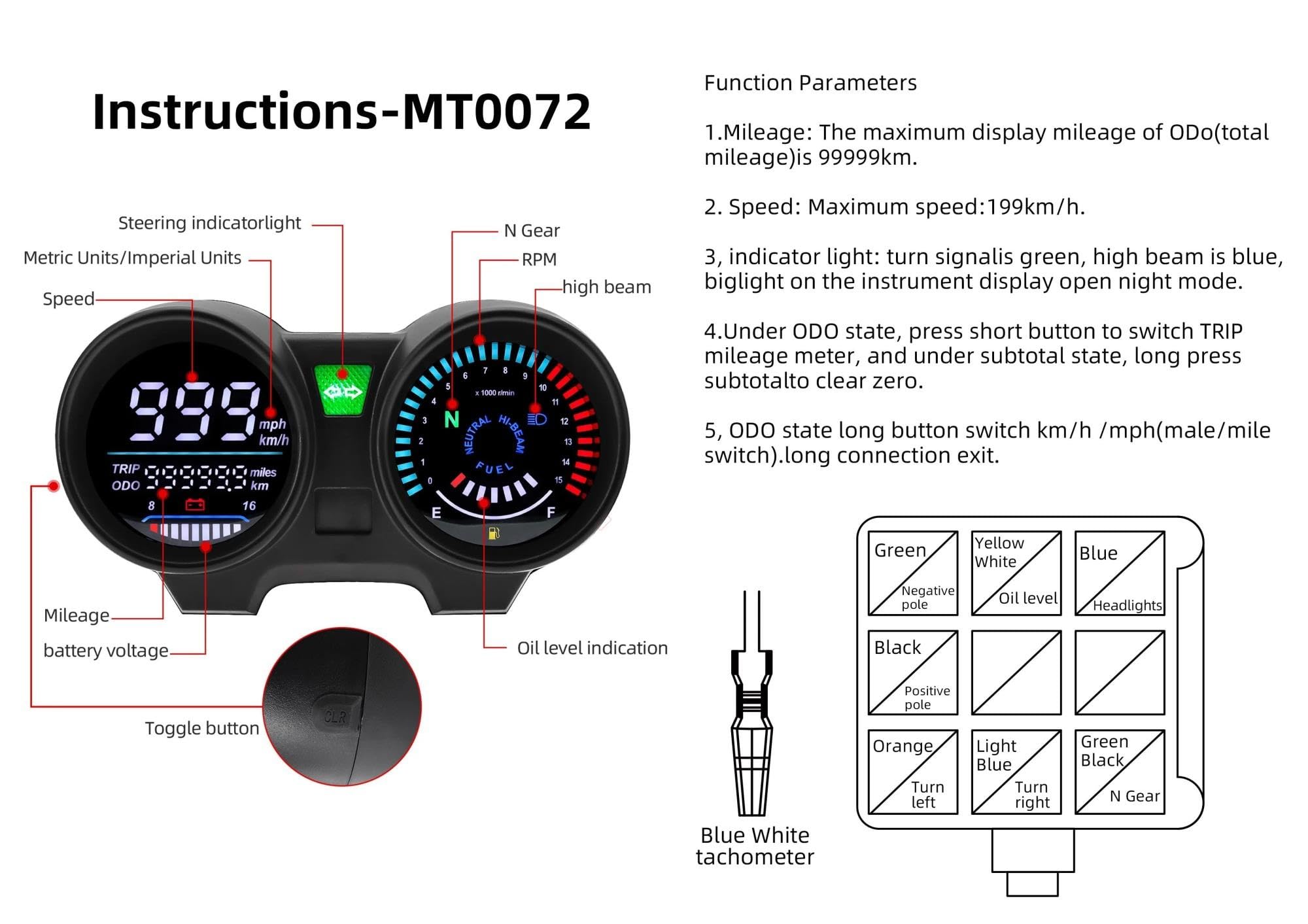 Tacómetro Universal RPM Para Motocicleta