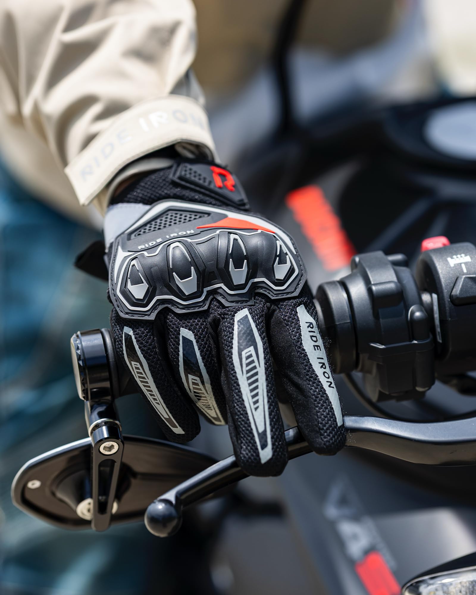 RIDEIRON Guanti moto estivi uomo donna, Traspiranti, Touch Screen, Protezione nocche, comodi guanti da mountain bike antiscivolo per corse fuoristrada