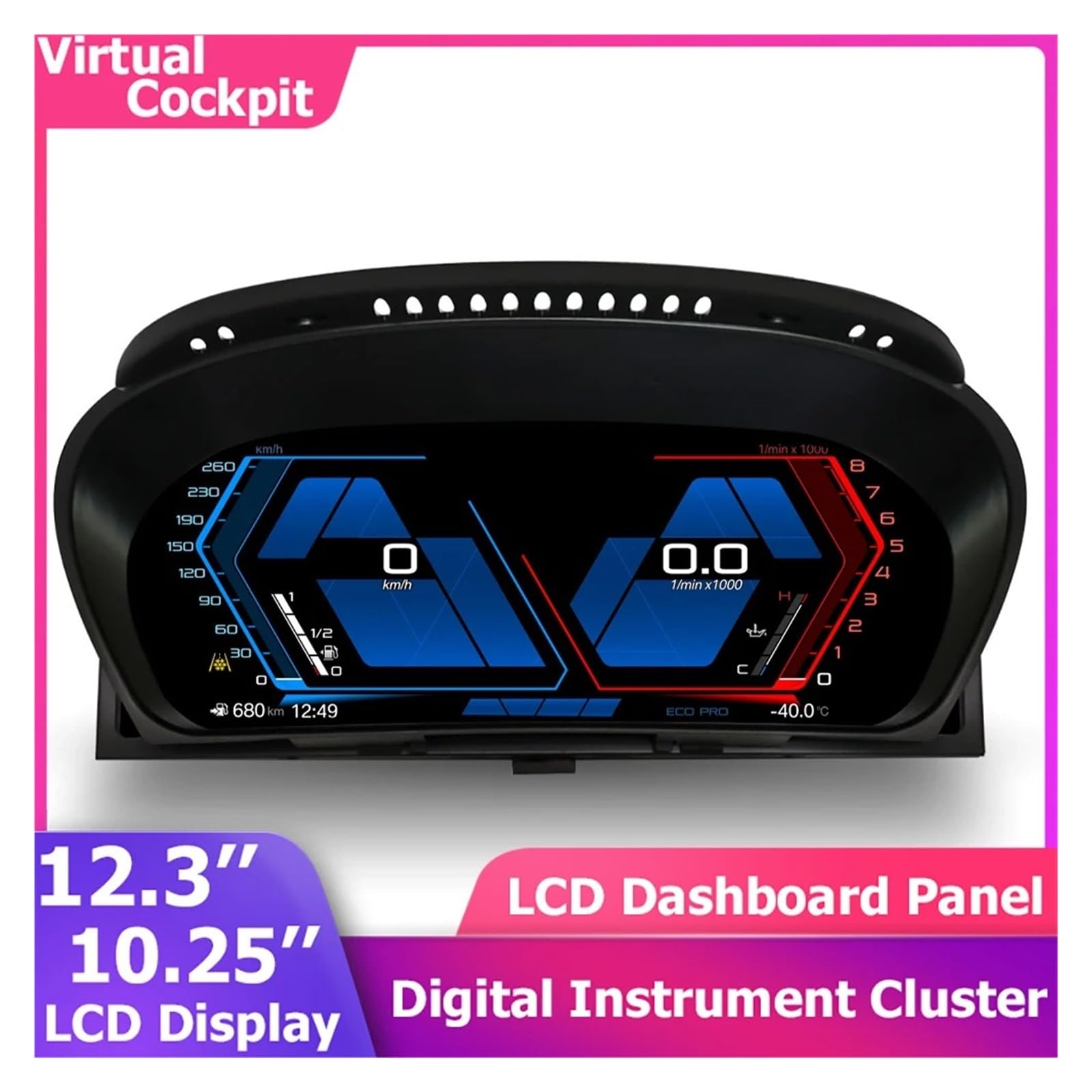 Pantalla digital de 12,3 pulgadas, panel de tablero LCD, velocímetro CarPlay, compatible con BMW X5 X6 E70 E71, pantalla de cabina de grupo de instrumentos(For X5 E70)