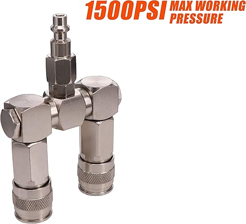Miniatura 2 de Accesorios de divisor de manguera de aire de 2 vías,Conector de manguera de aire de resistencia a alta presión, Diseño giratorio de 360