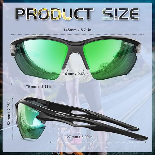 Miniatura 2 de DEAFRAIN Gafas de sol deportivas polarizadas para hombres y mujeres, ciclismo, correr, pesca, TR90, marco irrompible, protección UV