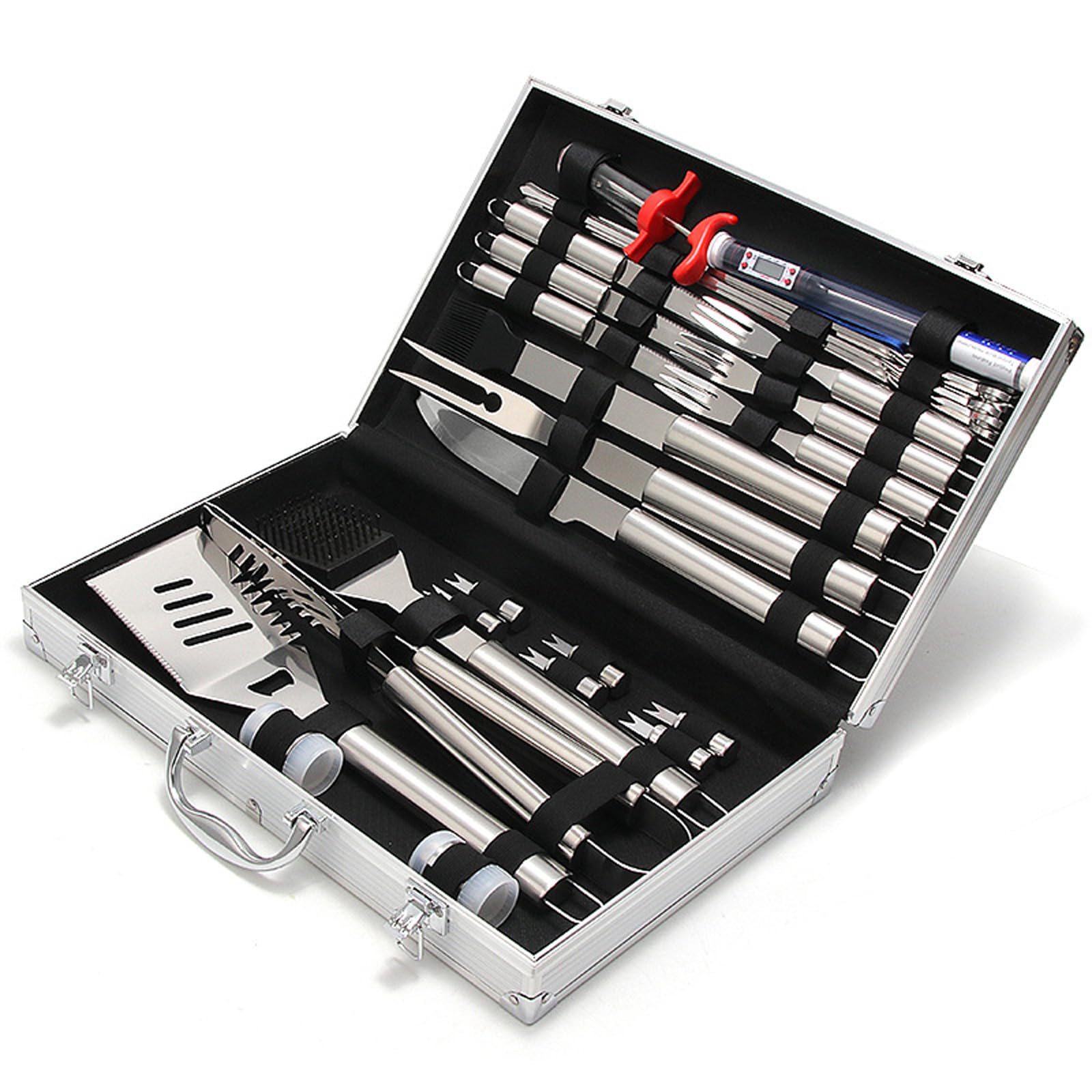 Kit Professionale BBQ con valigetta portatile set di utensili per barbecue Include: pinze per barbecue,spatola,forchetta da carne in acciaio inox Accessori per Utensili da Barbecue per Campeggio