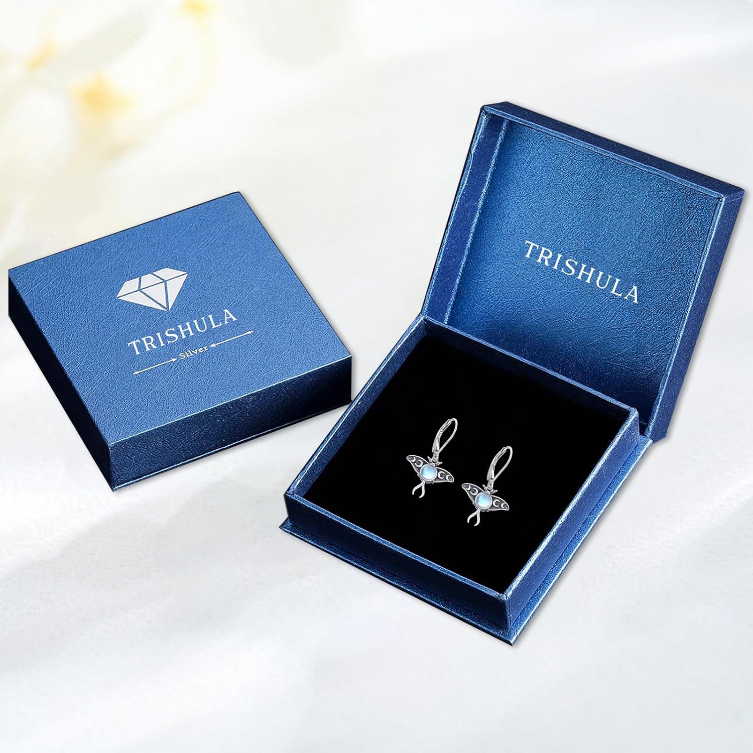 TRISHULA Moth Leverback Earrings Moonstone Luna Moth Dangle Earrings 925 Sterling Silver Insect Animal Earrings Jewelry Gifts for Women - Image 7