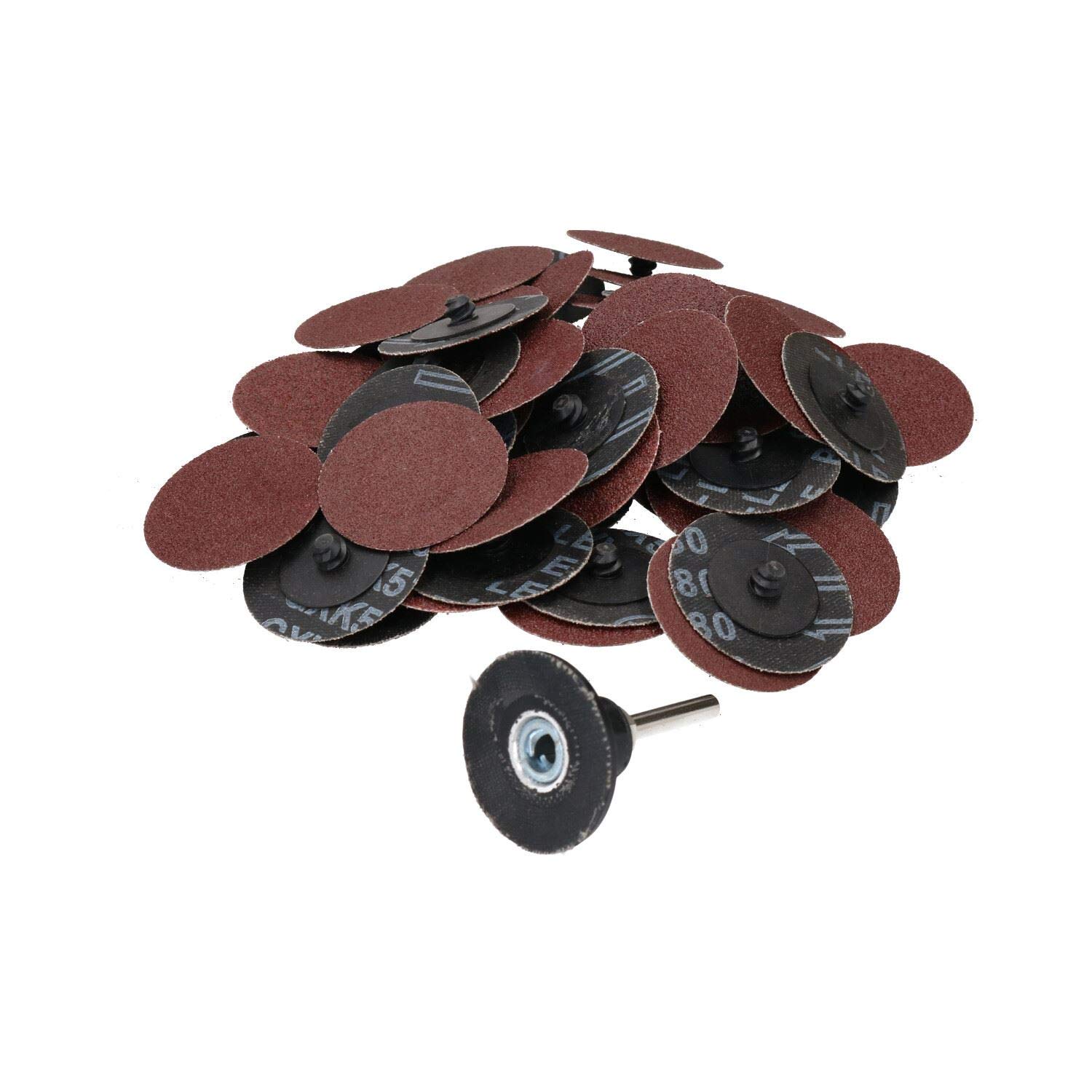 B&Q -  50mm Quick Change Rubber Backing Pad Adapter + 50Pc 80 Grit Sanding Pads