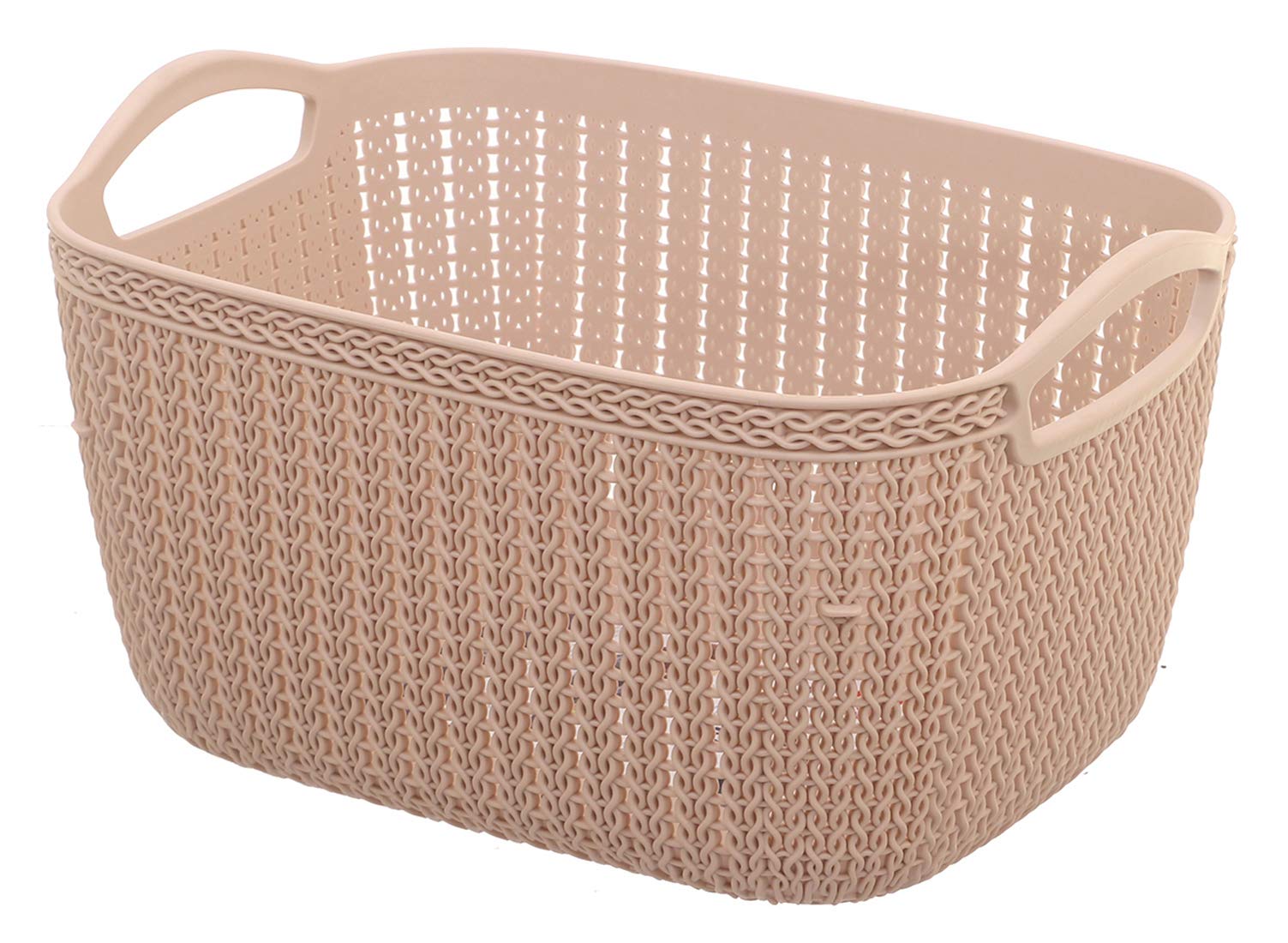 Kuber Industries Unbreakable Plastic Multipurpose Large Size Flexible Storage Baskets/Fruit Vegetable Bathroom Stationary Home Basket with Handles (Peach) -CTKTC037801