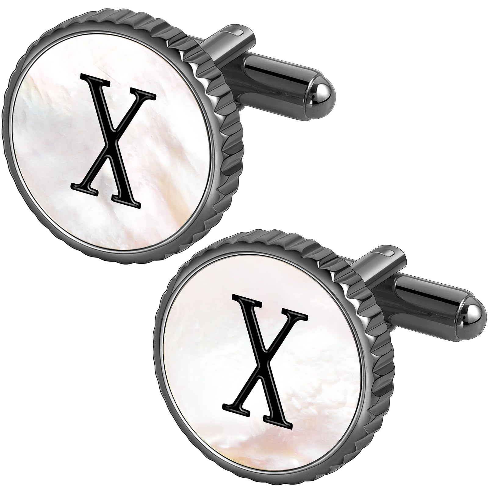 Cuff Links Mens Golden Silver Gunmetal Black, Cufflinks for Men Custom Initial Personalized Mother Of Pearl Mens Cufflink for Shirt Golden Silver Gunmetal Black Cuff Link Shirt for Wedding