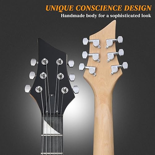 Vista 12 de Ktaxon Burning Fire Design - Kit de guitarra eléctrica HSH Pickup de 39 pulgadas, juego de guitarra eléctrica para principiantes con amplificador