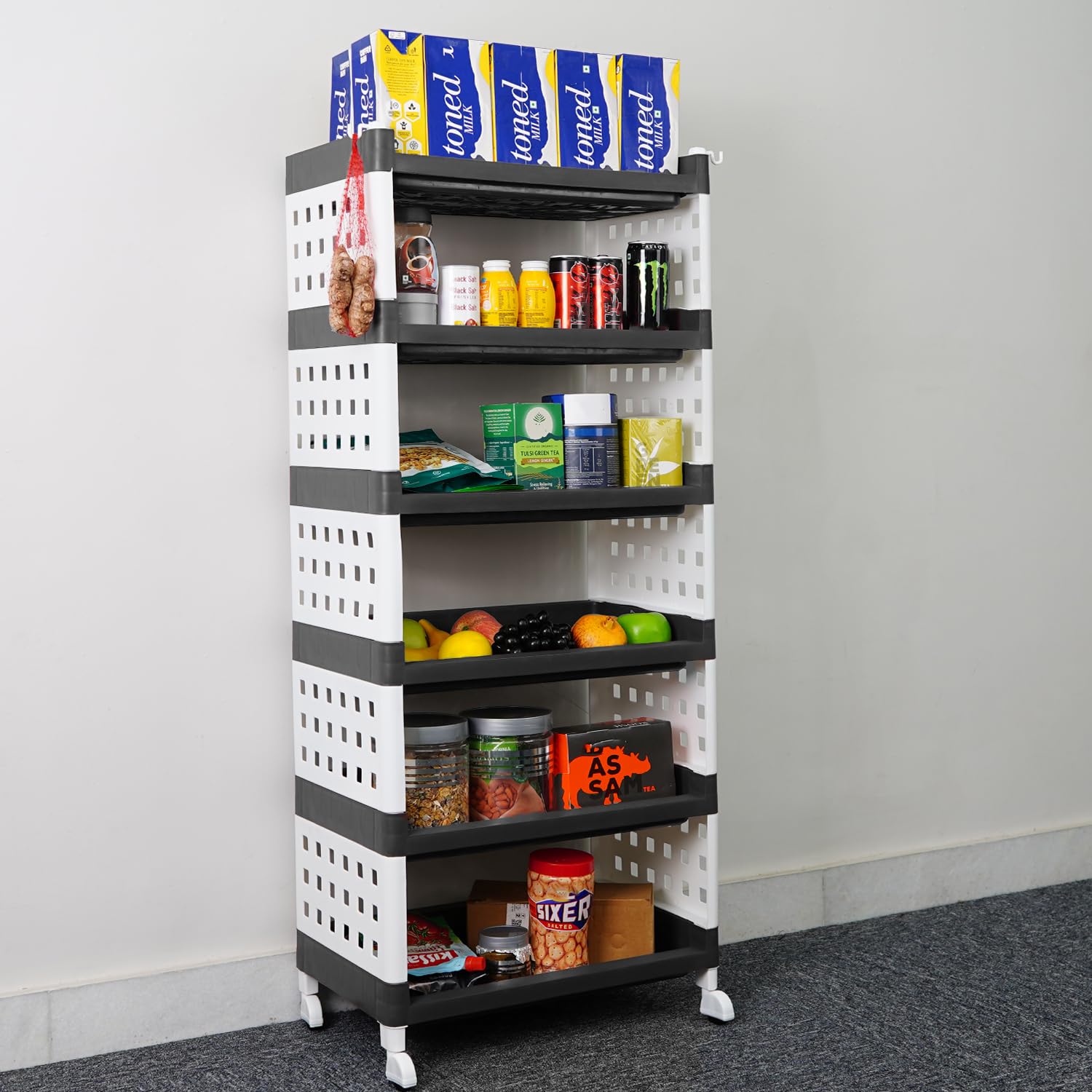 ADA® Premium Virgin Plastic 6-Tier Vegetable Stand for Kitchen, Multipurpose Storage Organizer for Fruits, Vegetables & Kitchen Accessories Items, Kitchen Trolley with Wheels, Grey (50 x 30 x 117 cm) (B0BSWKJKXC) Amazon Price History, Amazon Price Tracker