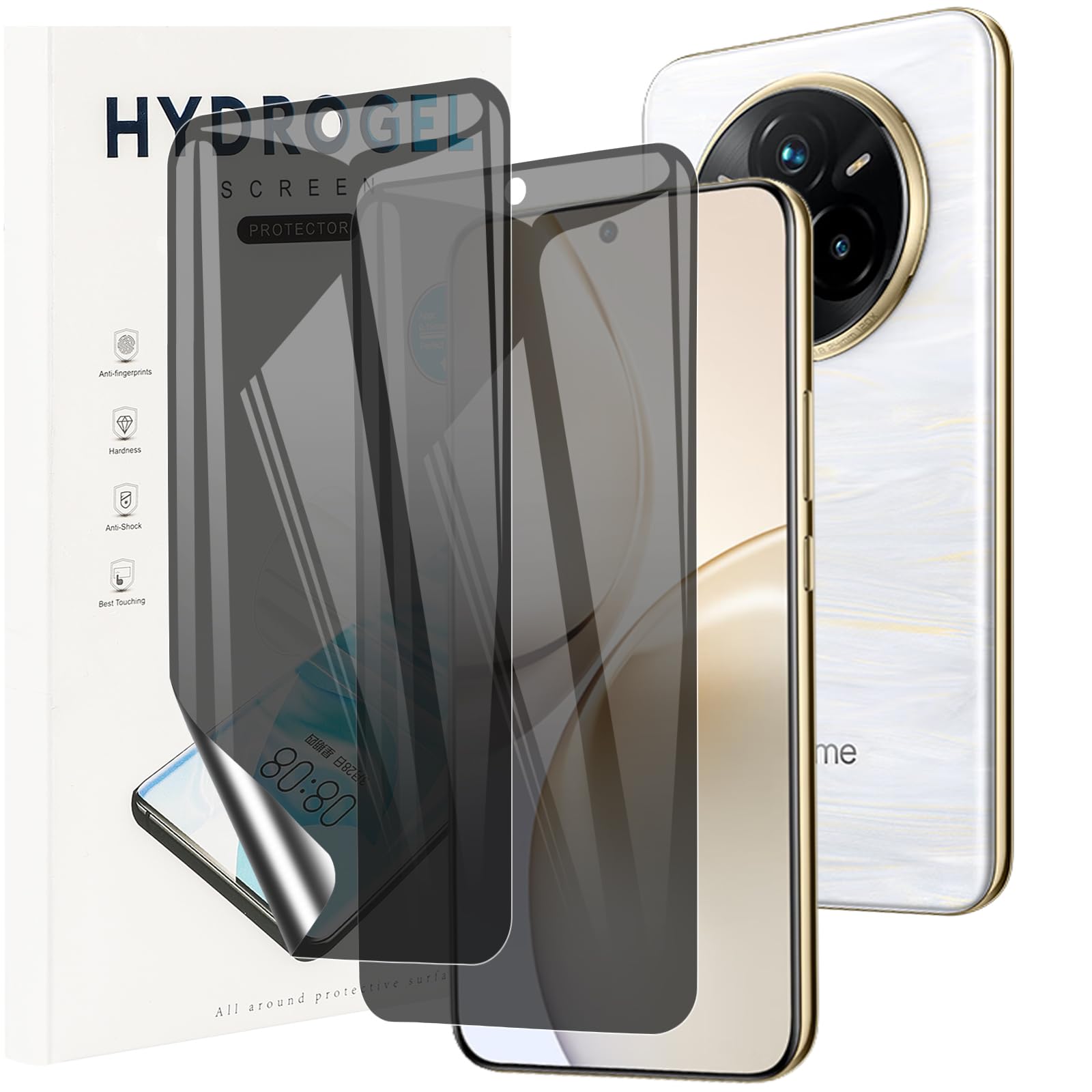 FDHYFGDY 2 pezzi per Realme 14 Pro Plus Pellicola protettiva per vetro temperato,2 pezzi di pellicola in vetro per fotocamera,durezza 9H,protezione schermo antigraffio e senza bolle