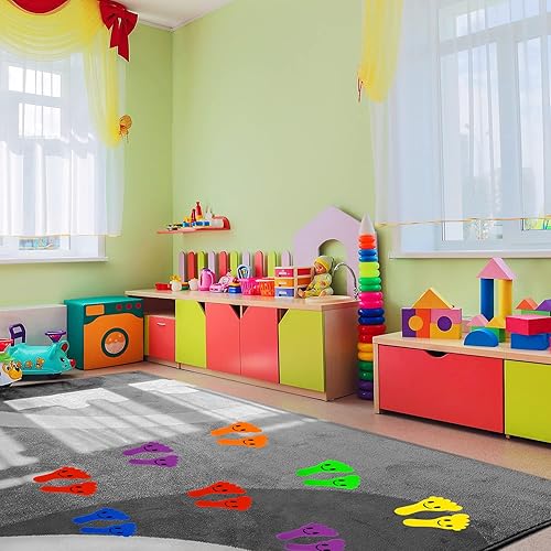 Miniatura 5 de IKAYAS 48 marcadores de alfombra con círculos para alfombras, puntos de alfombra para el aula, marcadores de alfombras, manchas para alfombras de