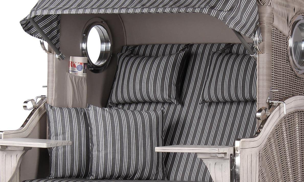 bene living Strandkorb-Set Ammersee 2-Sitzer Mahagoni Washed Grey - PE Koboo Grey - Modell 500 - Liftersystem