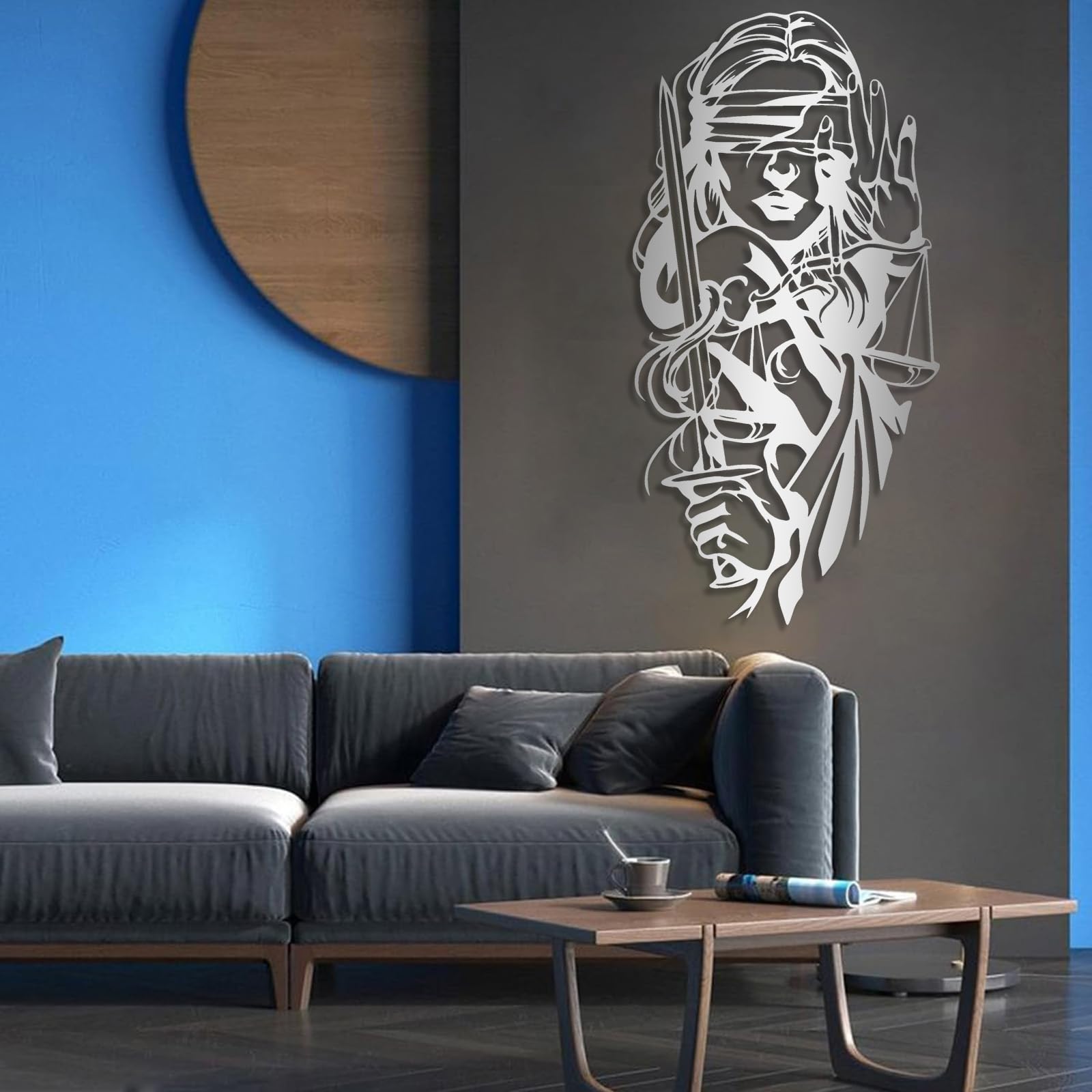 Decoración de pared abstracta contemporánea de metal, Arte de la Dama de la Justicia, Decoración, Adornos para bufetes de abogados Themis Justitia, Balanza de la Justicia, Regalo para despacho de