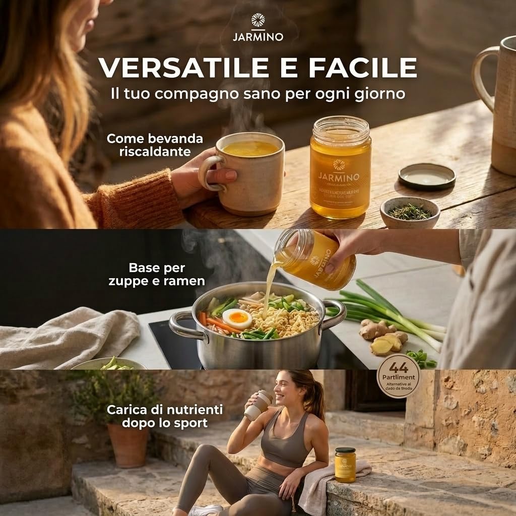 JARMINO brodo biologico di ossa di pollo (6 x 350 ml) | acido ialuronico, collagene e proteina naturale | bone broth | bevanda salutare o come base per zuppe e salse