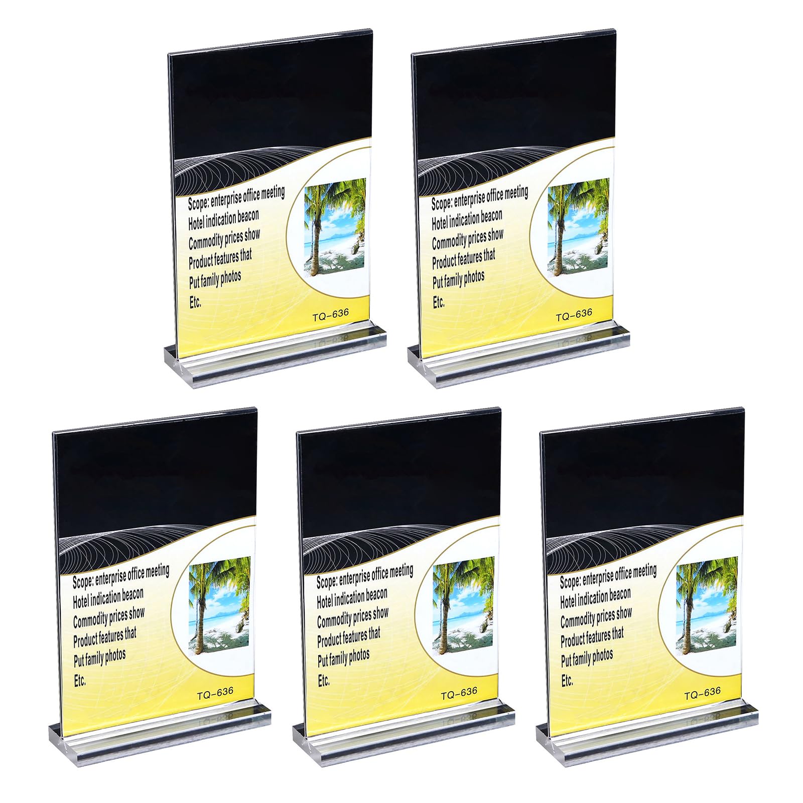 Psdndeww 5 Pcs Acrylic Sign Holder Clear Sign Display Holder Display Stands Table for Store Restaurant