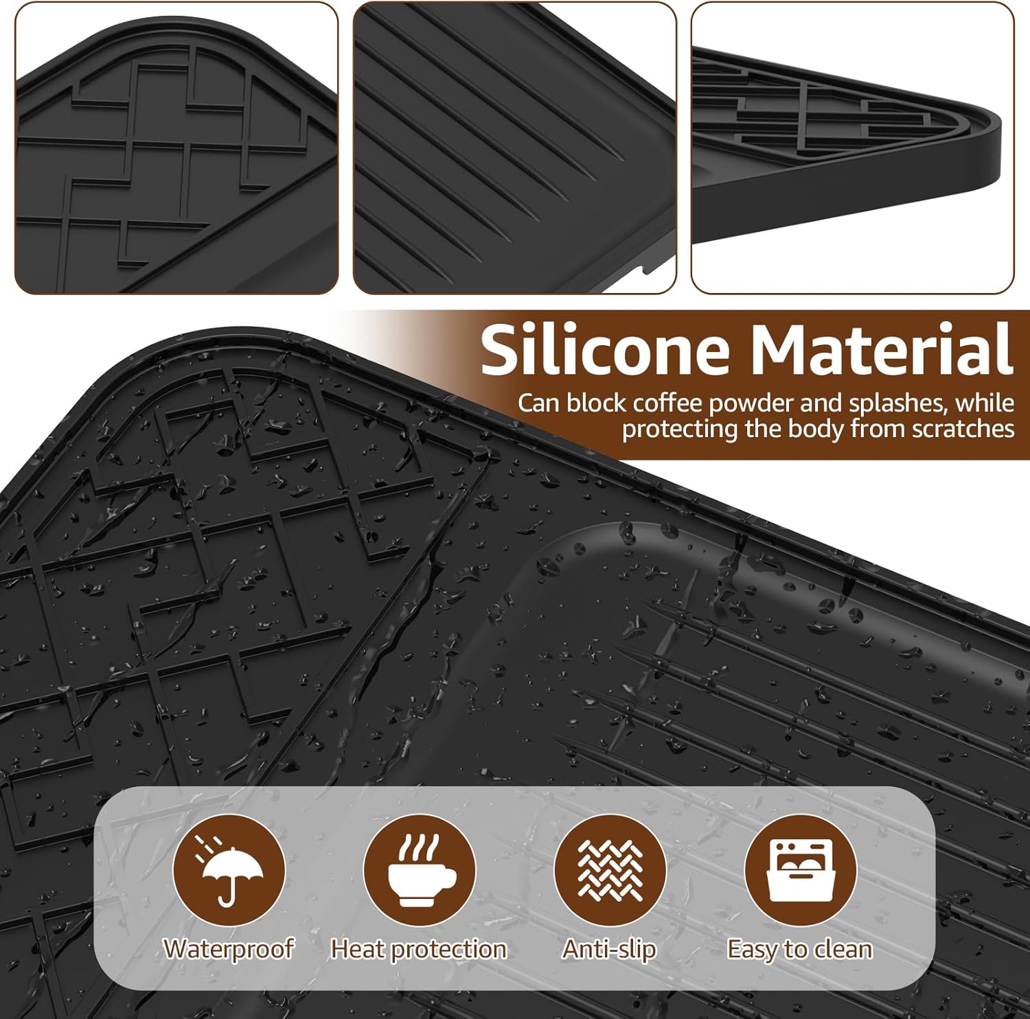 Coffee Mats, Sliding Mat & Top Mat Combo Set for Ninja Luxe Café ES601/ES701 Espresso Machine, Anti-Slip Espresso Mats, Full Machine Protection from Scratches, Heat, Spills