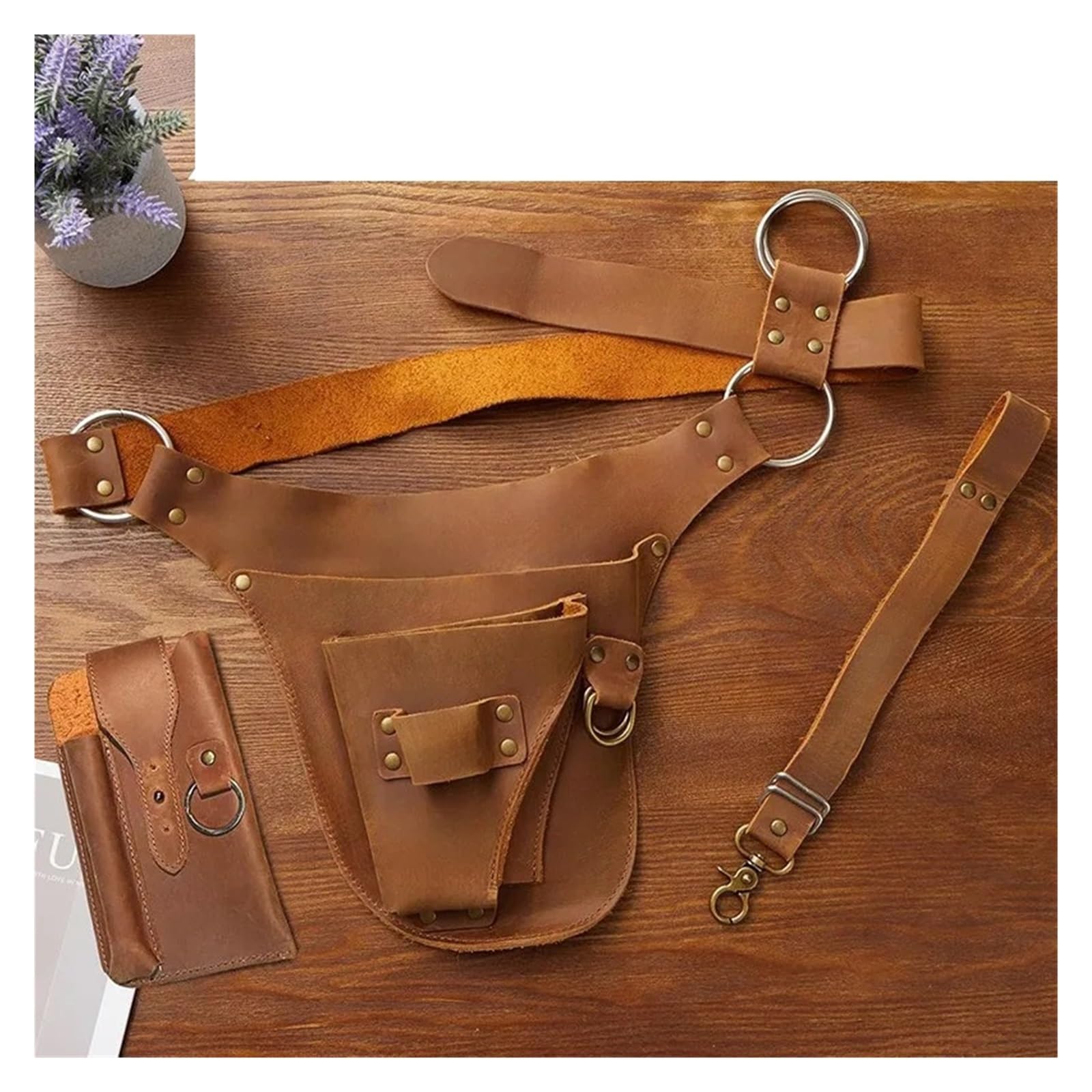 Secateur Holster Borsa da cintura regolabile for attrezzi giardiniere in pelle PU, borsa trasporto multitasche for fiorista, for fondina giardino e falegname