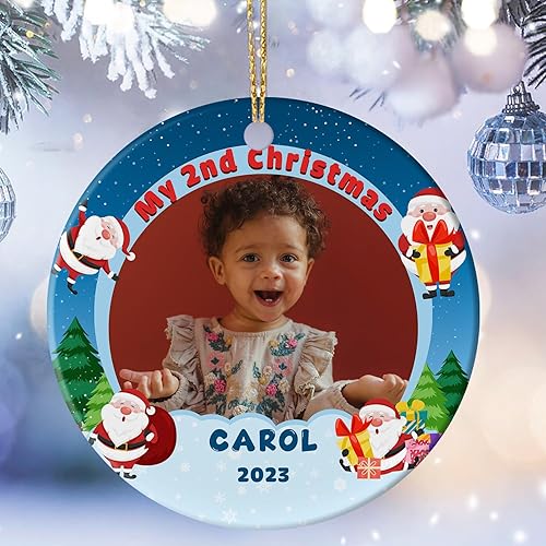 Miniatura 3 de Adorno de Navidad personalizado con foto para bebé, mi segunda Navidad, adorno de recuerdo de bebé, adornos colgantes de Navidad