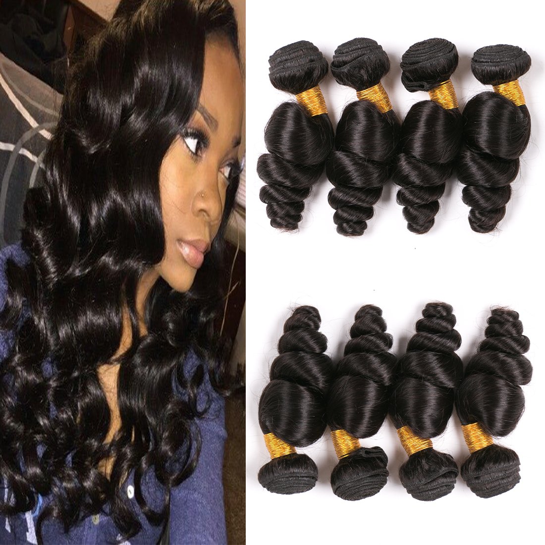 Loose Wave Human Hair Double Weft 10A 4 Bundles 10 12 14 16 Inch 400g Virgin Brazilian Unprocessed Hair Extension Cheap Wholesale Loose Wave Bundles For Women Natural Color