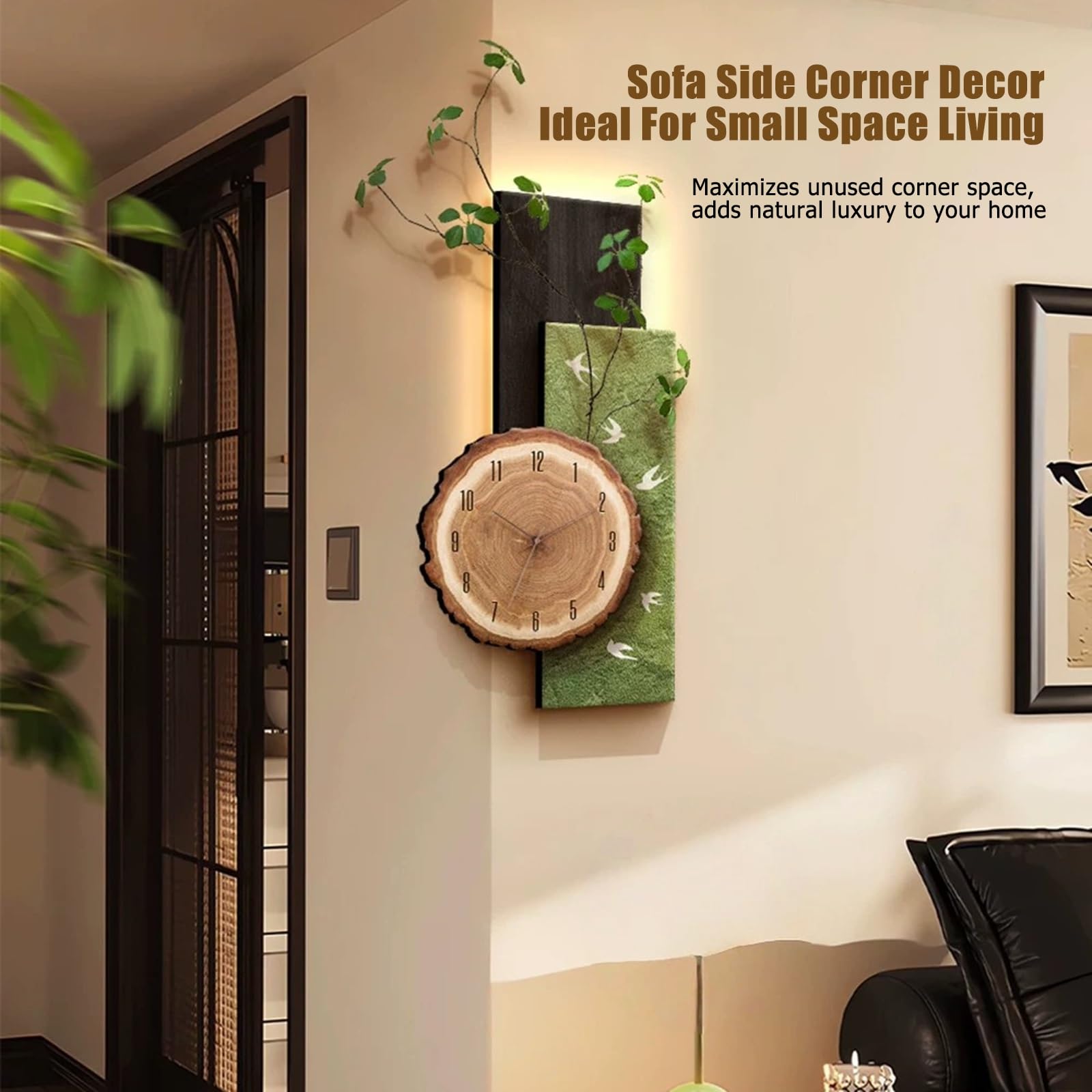 Reloj de Pared Grande para Salón con LED, Reloj 3D Moderno de Madera y Metal, Reloj de Pared Geométrico a Pilas para Cocina Dormitorio Oficina