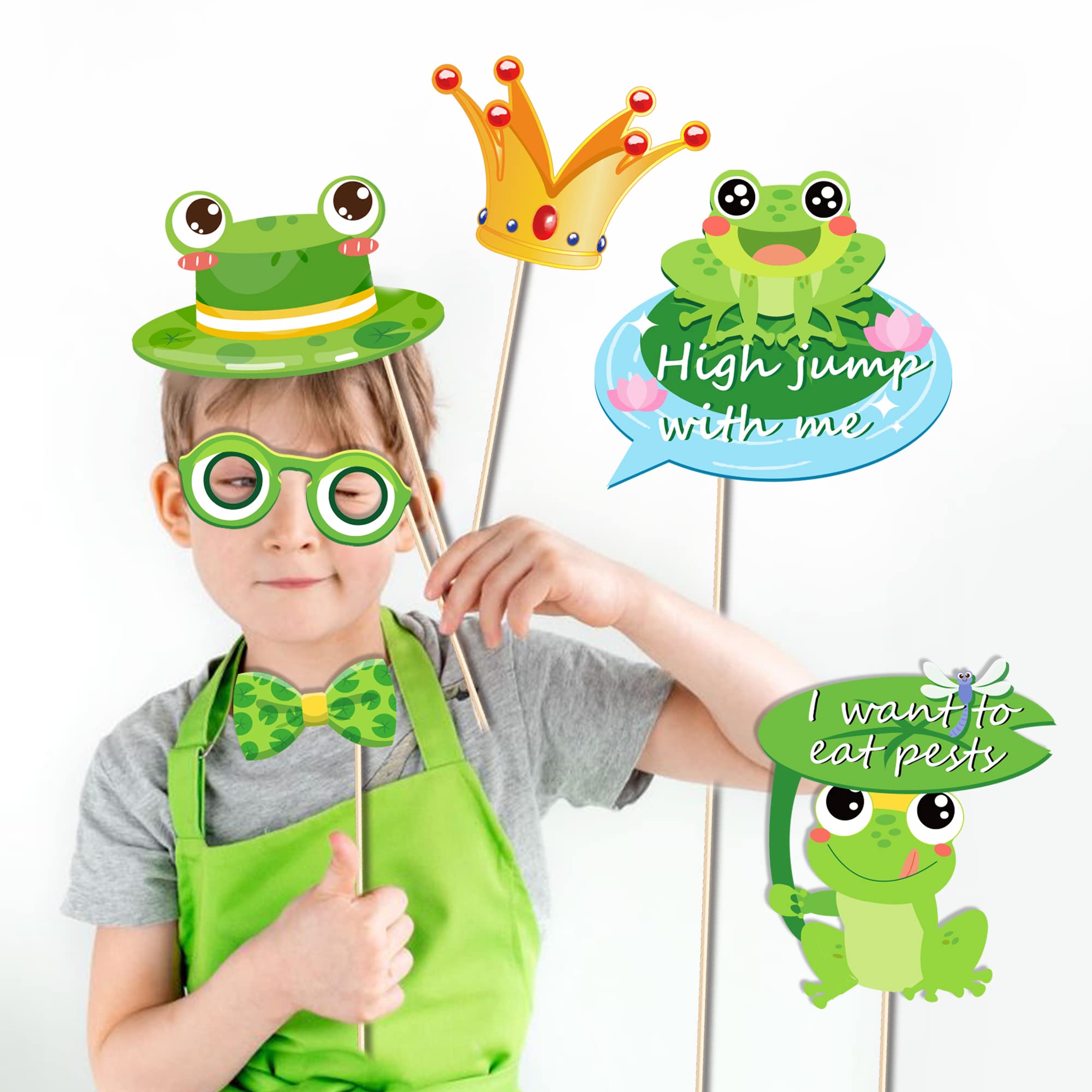 Birthday Party Props 25-Piece Frog & Reptile Photo Booth Props - Jungle ...