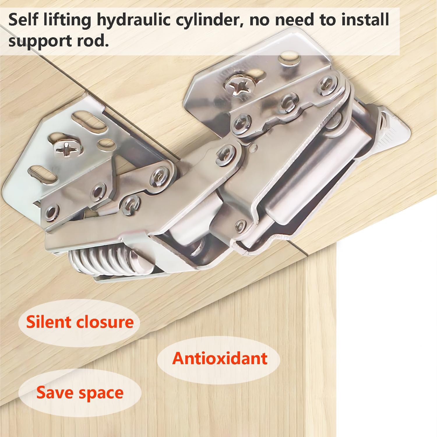 Qrity 2 PCS Cabinet Hinges Heavy Duty Lid Stay Hinges, Soft Close Lid Hinge, Furniture Door Lift Stay Support Hinge