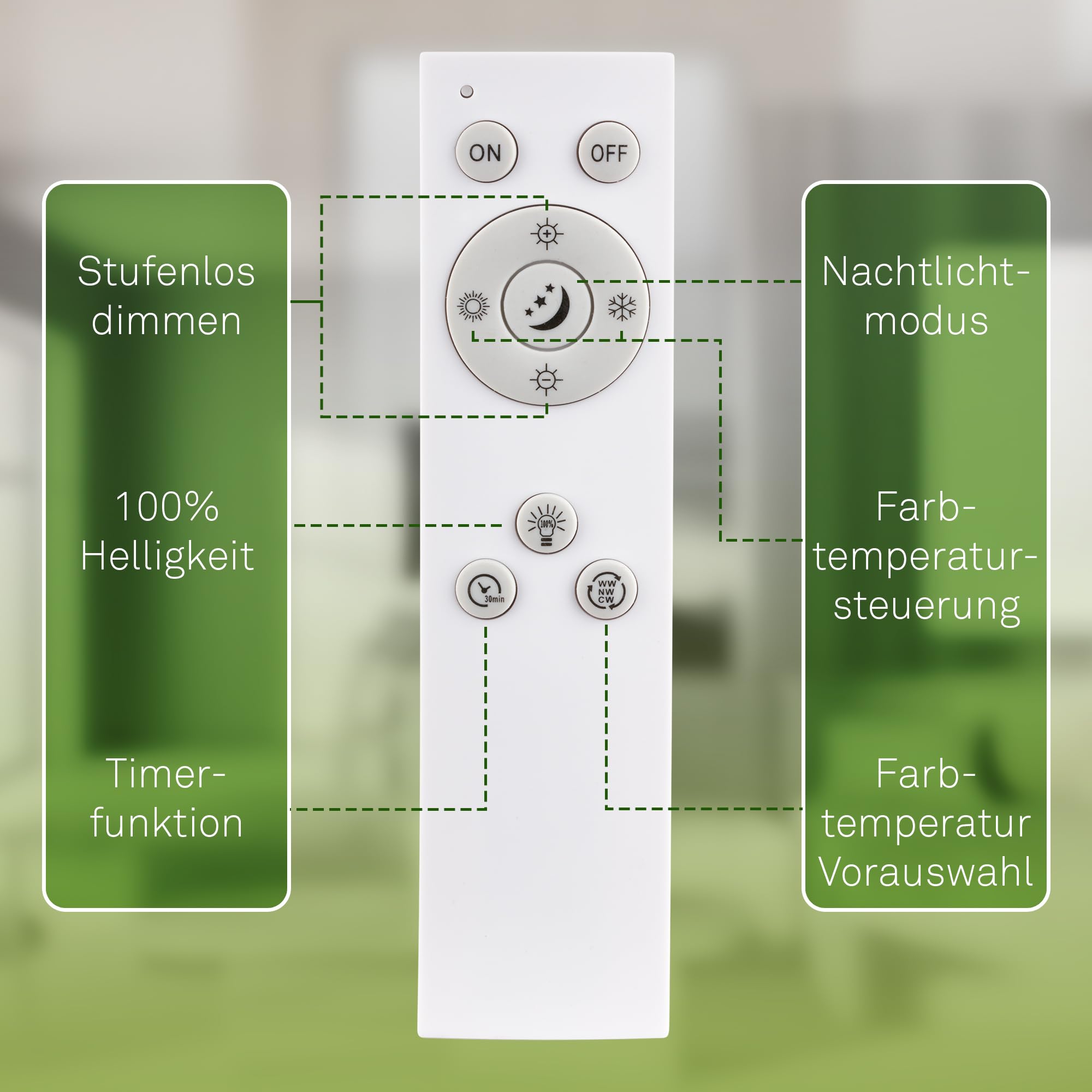 BRILONER - LED Deckenlampe mit EEK A Lichtquelle, Fernbedienung, dimmbar, Nachtlicht, warmweiß bis kaltweiß, LED Lampe, Deckenleuchte, Wohnzimmerlampe, Küchenlampe, Deckenbeleuchtung, 48x8 cm, Weiß
