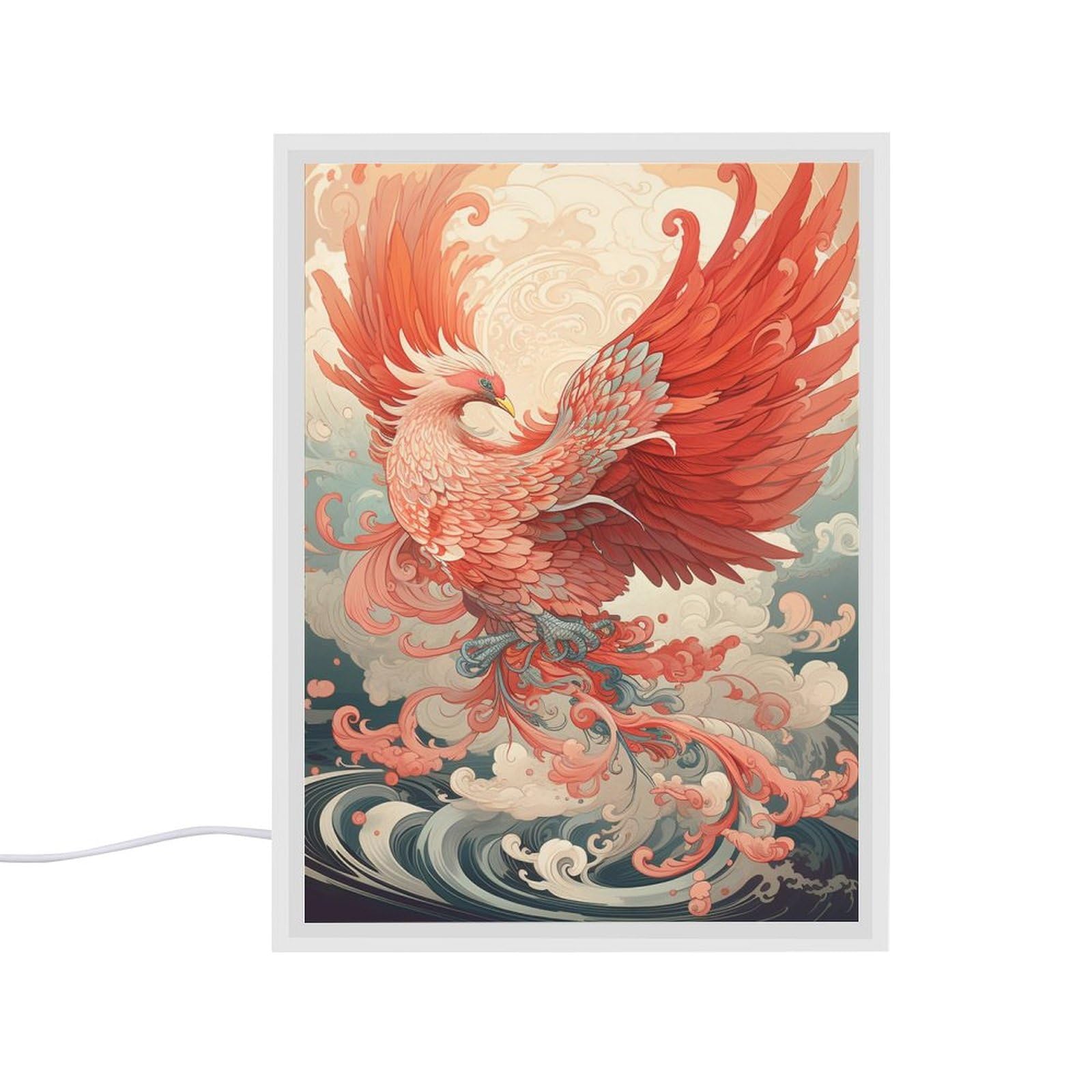 Personalised Mirror Acrylic Night Light Dragon Phoenix LED Night Light Children Desk Bedside Lamp Tricolor Dimming Nightlight Toddler Birthday Button Switch — image 1