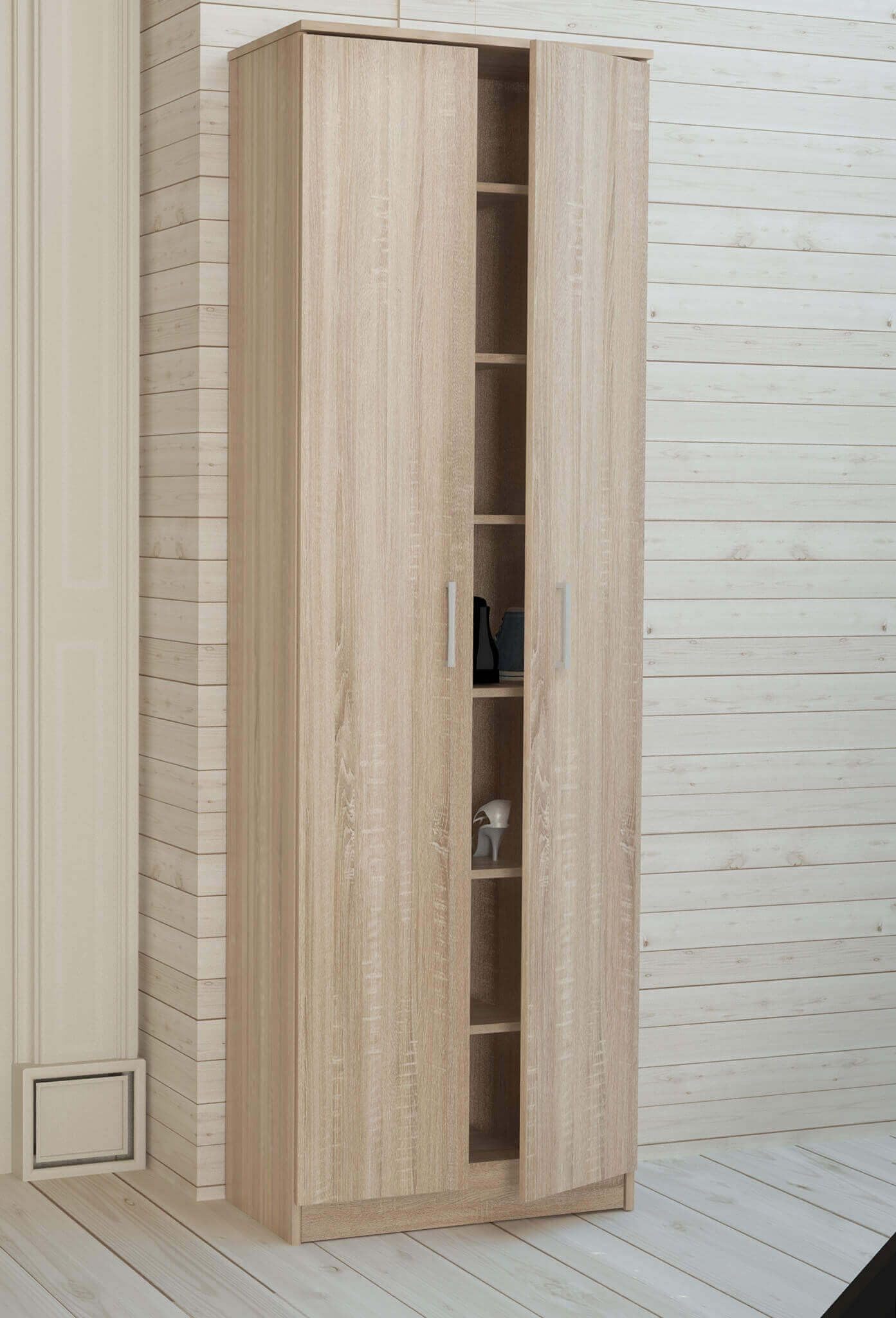 milani home Armadio scarpiera con 7 scaffali di Design Moderno Contemporaneo cm 60 x 33 x 192 h