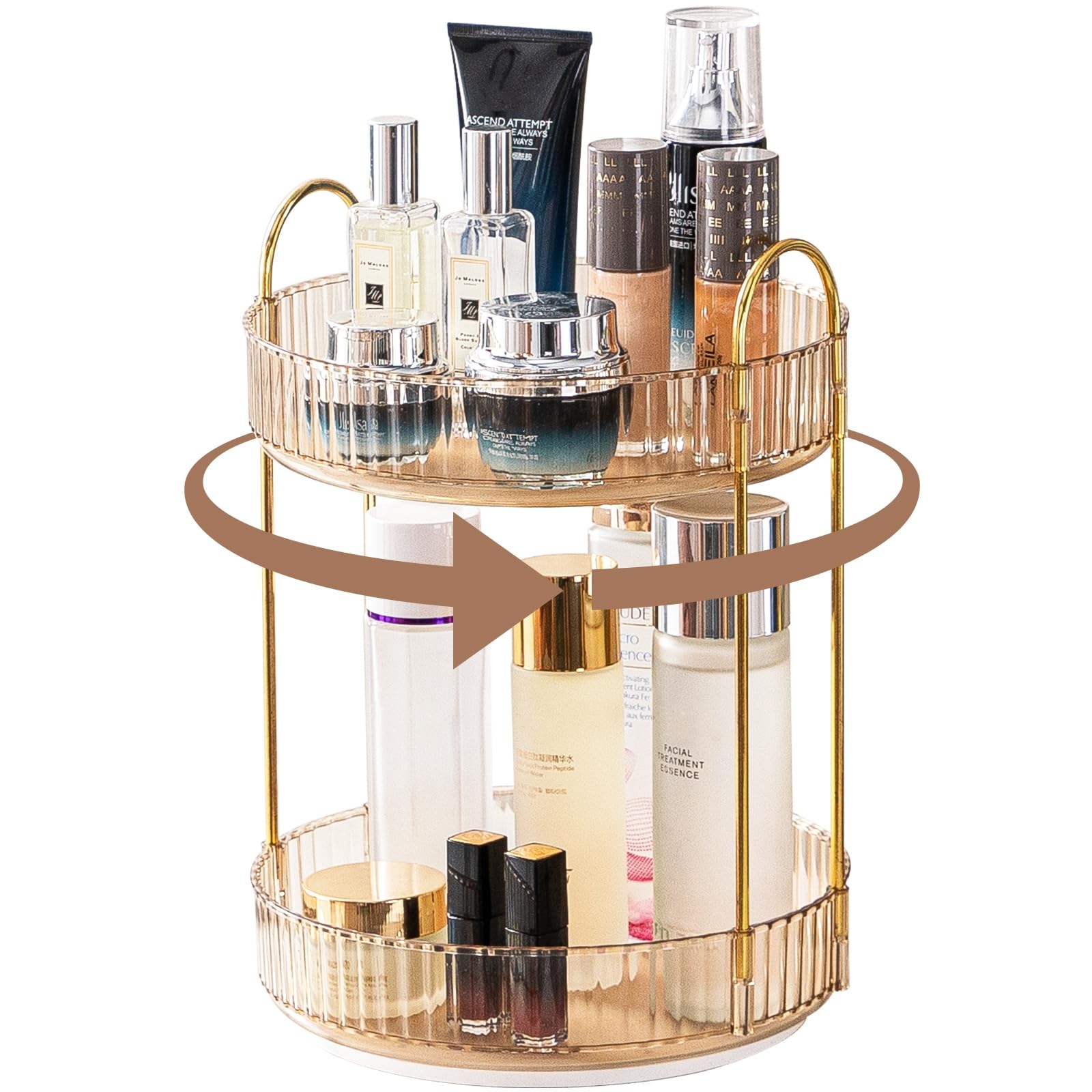 Makeup Organiser for Vanity 360° Rotating Bathroom Organiser Countertop, High-Capacity Skincare Organiser