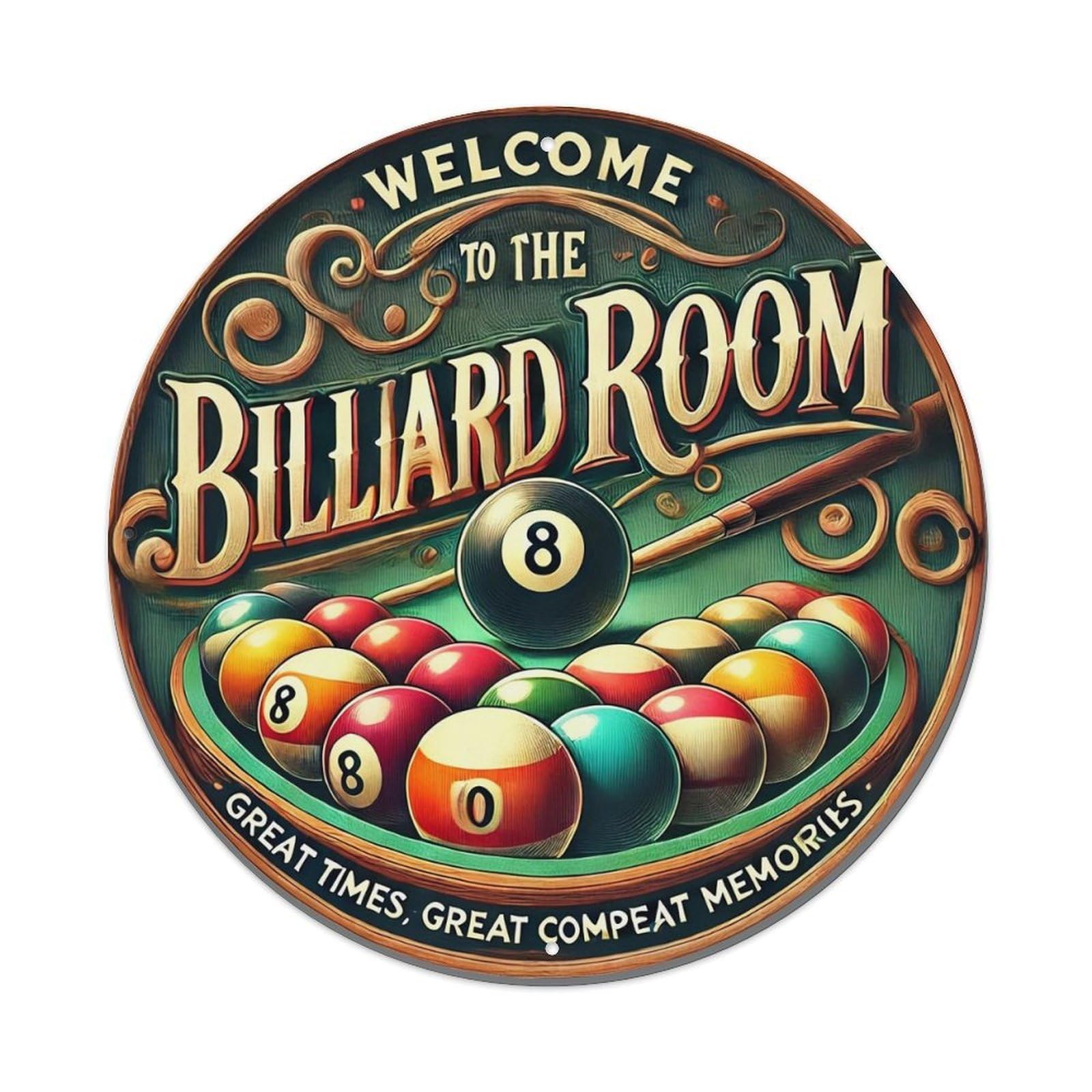 Billiard Room Sign Artwork Design Metal Tin Sign Plaque