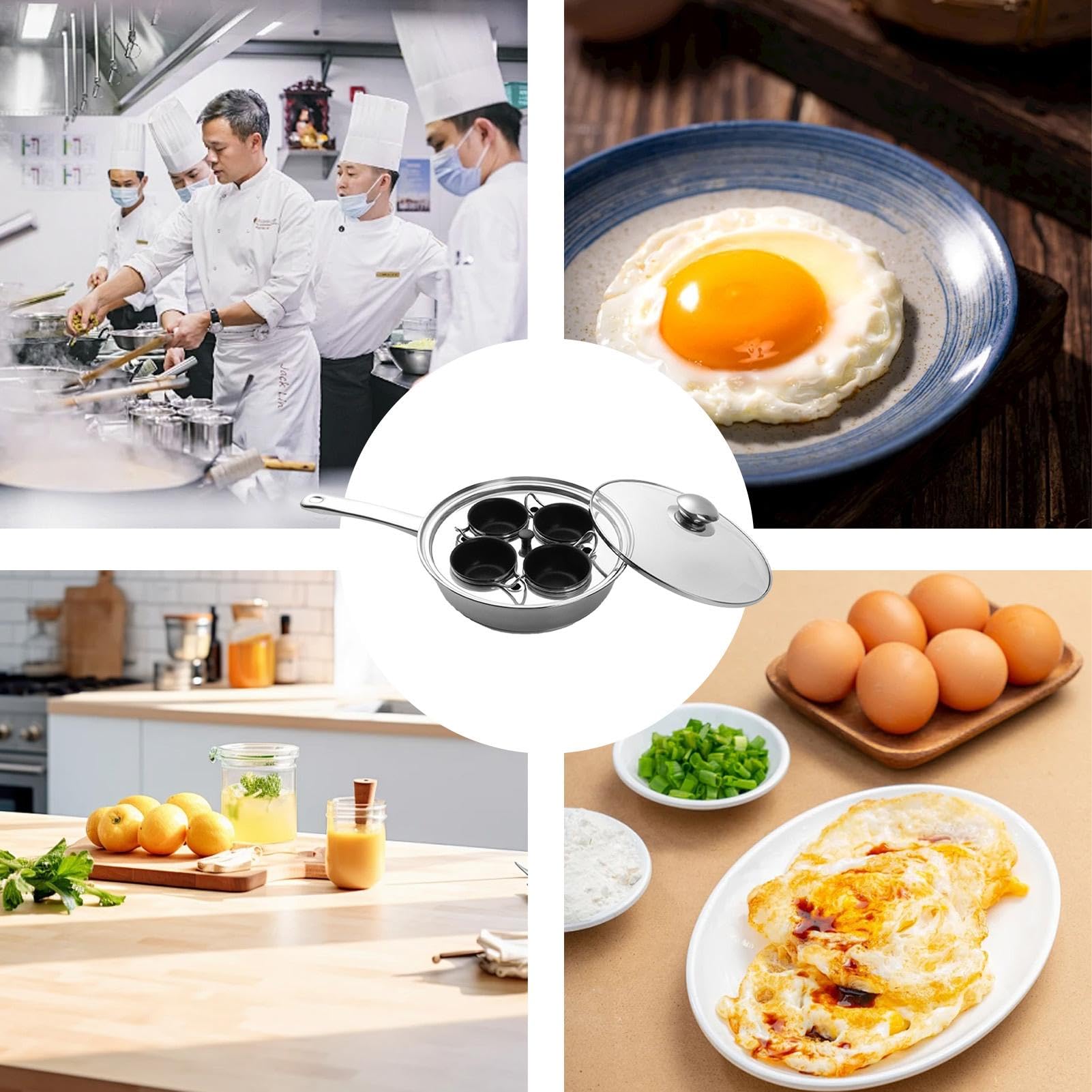 Cuociuova antiaderente per tazze, vapore multifunzione per alimenti per bambini, per 4 tazze, padella per uova 2 in 1 per colazione, brunch, pranzo, cena | bambini, per 4 tazze, padella per uova 2 in 1 per colazione, brunch, pranzo, cena