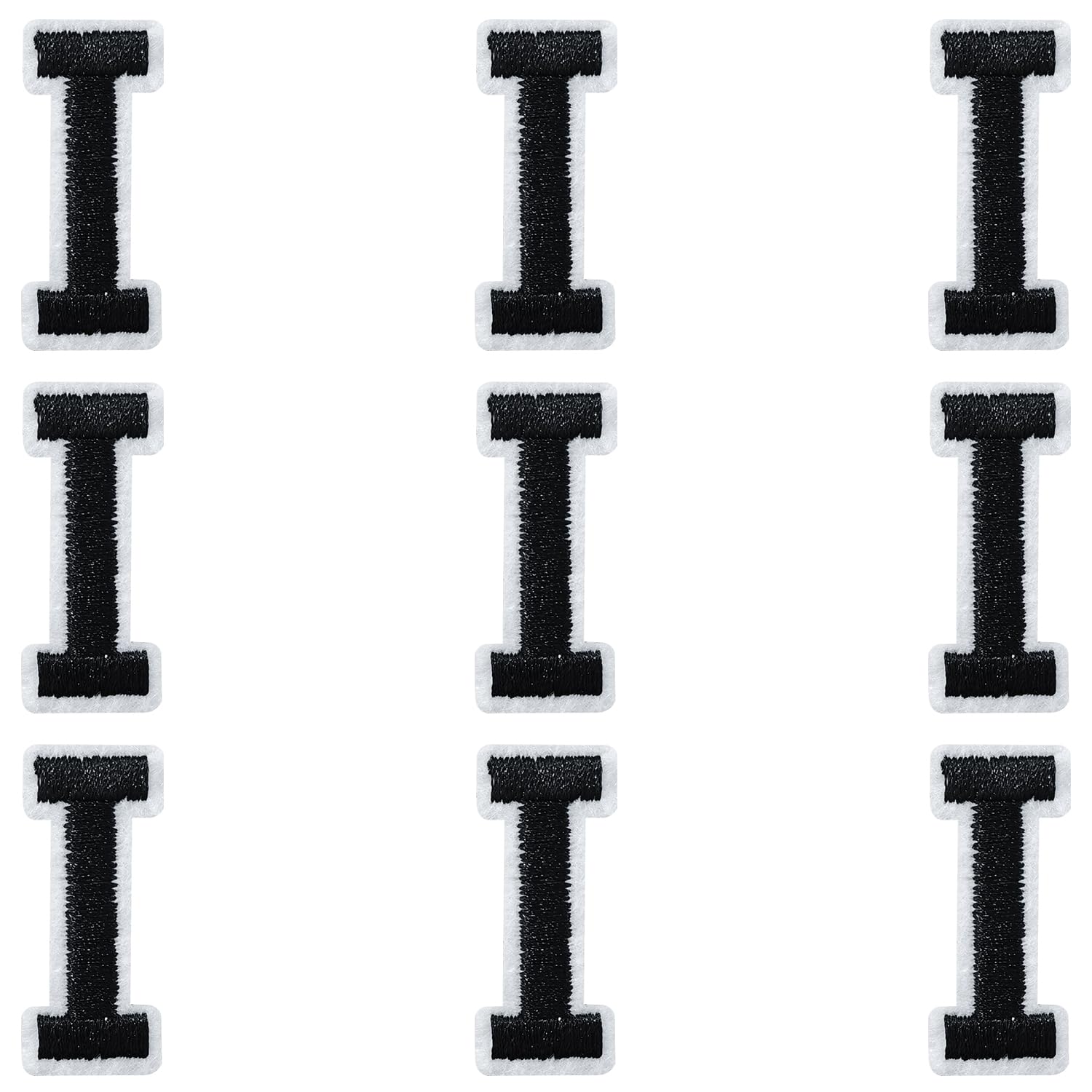 IANZE 9PCS Iron on Letter Patches, Black Letter I Patches Embroidered Letter Patch for Clothing, Jeans, Hats, T-Shirts, Backpacks, Etc. (Black-I)