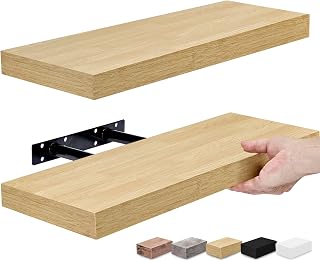 Sorbus Maple Wood Floating Wall Shelves 2-Pack - Bathroom Kitchen Bedroom Storage Over Toilet, Easy Mount 22lb Capacity