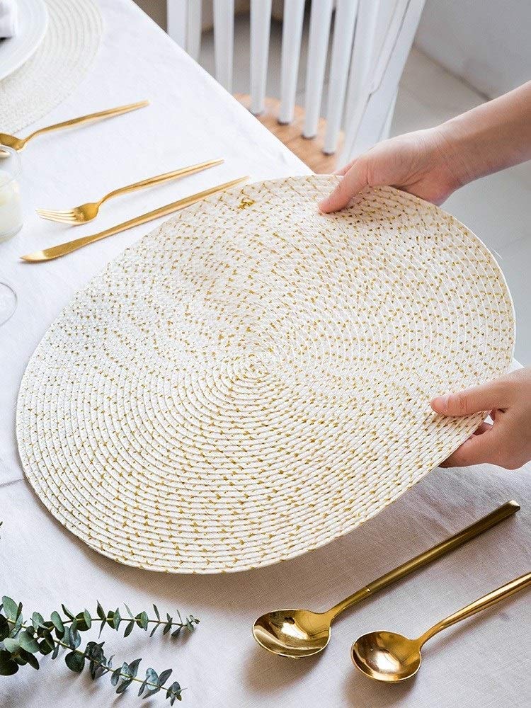 Décoration de Table, Sets de Table, Set de Table Rond pour Cuisine et Salle à Manger, Set de Table Facile à Nettoyer, antidérapant, idéal pour Les Repas Occidentaux et Les Restaurants.