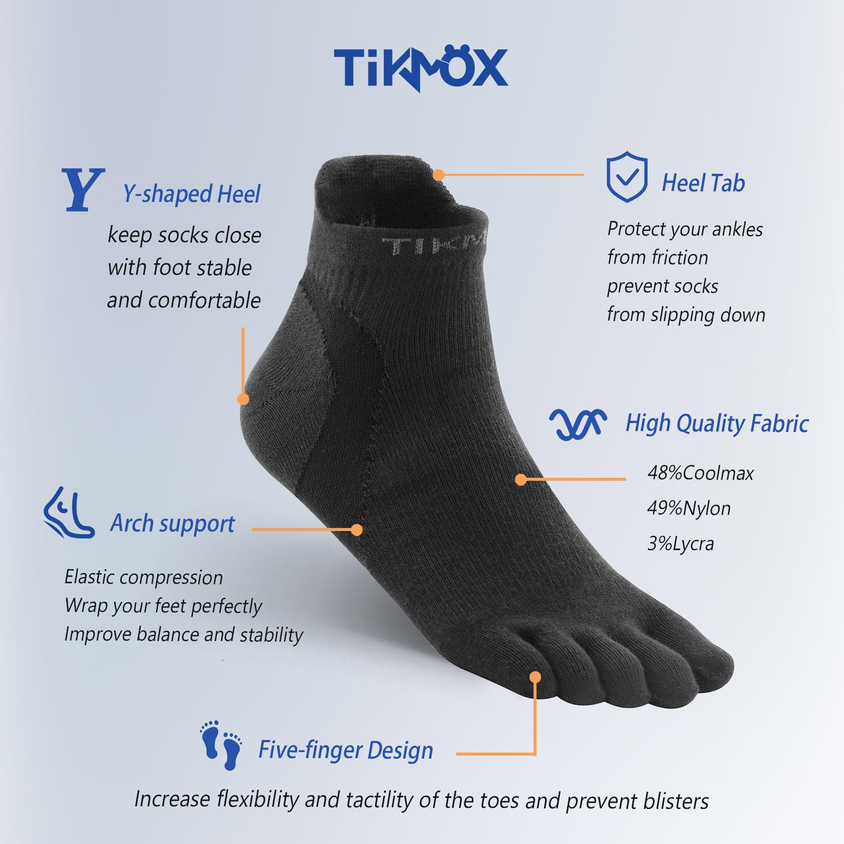 Calcetines de dedo del pie para hombres y mujeres, calcetines de tobillo para correr, antiampollas, calcetines atléticos de cinco dedos, 3 pares