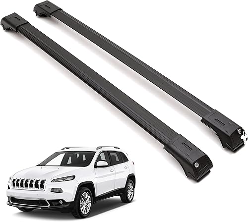 ERKUL Barras transversales de techo para Jeep Cherokee 2014-2023  Barras transversales de aluminio con bloqueo antirrobo para techo, portaequipaje,
