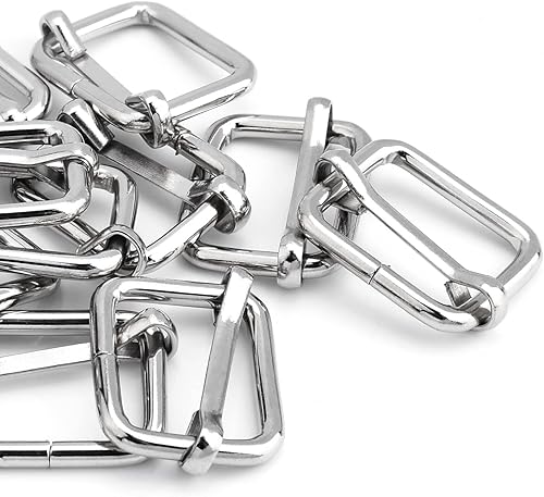 Miniatura 22 de CooBigo Paquete de 25 hebillas deslizantes ajustables de metal de 1 pulgada, ajustador rectangular Tri-Glide, deslizador de correa de tirantes