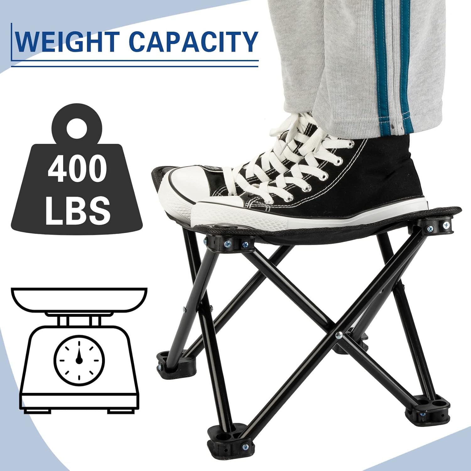 Camping Stool Camping Foot Stool Camping Foot Rest Folding Stools for Adults Portable Mini Chair Outdoor Portable Seat with Carry Bag for Hunting Fishing Hiking, 11 x 11 x 9.5 Inch (Black, 8 Pcs)