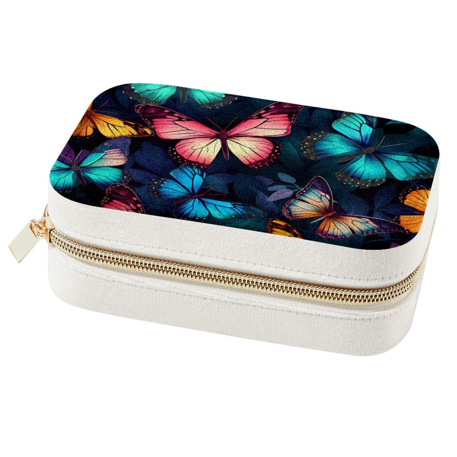 Boîte à bijoux fantaisie papillon coloré pour le rangement des colliers de femmes