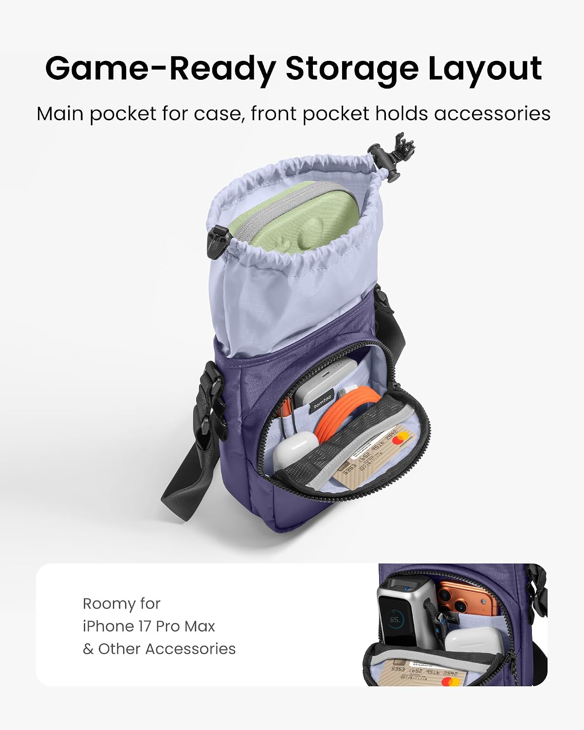 tomtoc G50 Switch 2 JoyCarry Kit -G50 Sling Crossbody Bag and G05S3 Slim Case for Nintendo Switch 2, Protective Travel Carrying Gaming Pouch