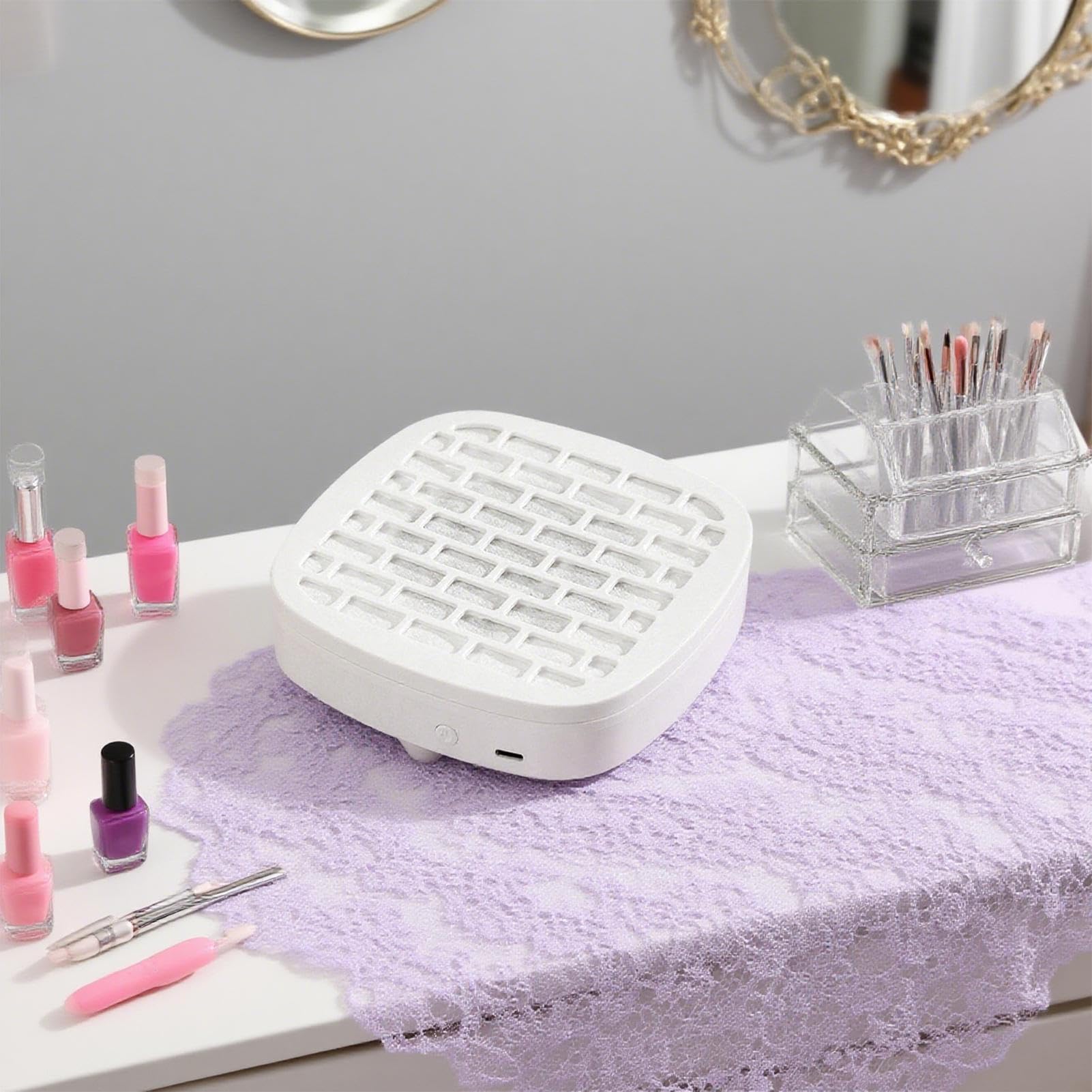USB Rechargeable Nail Dust Collector - Powerful Dust Suction Machine, Portable USB Rechargeable Dusting Machine For Pedicure, Nail Dusts Collector For Manicure, Women, Girls, Travel, Home, Outdoor