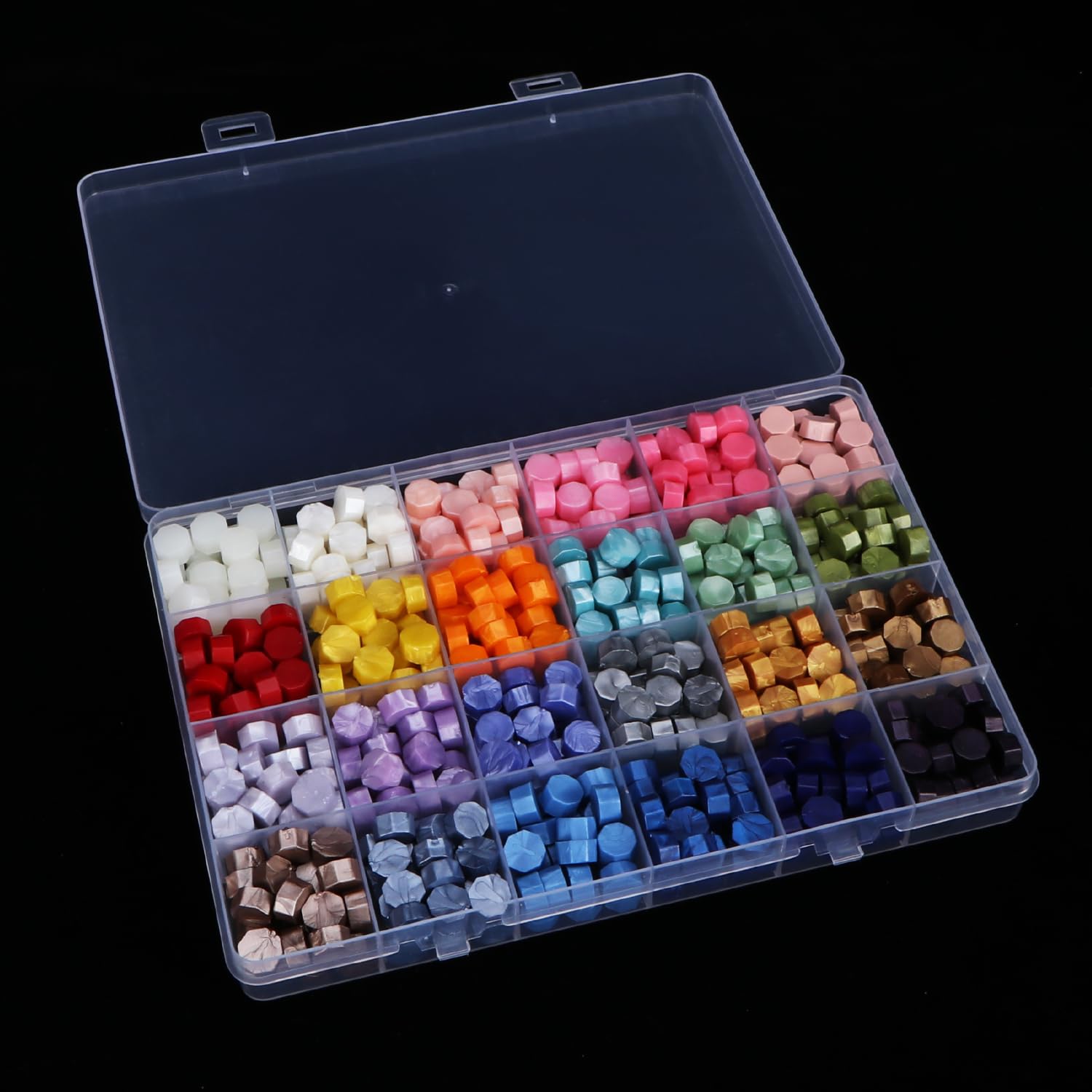 Paquete de 2 cajas organizadoras de plástico transparente con 24 rejillas para manualidades, cuentas, joyas, piezas pequeñas, 7.4 x 5.1 x 0.86 pulgadas