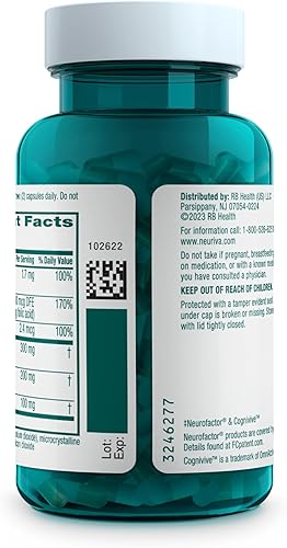 Miniatura 24 de NEURIVA Suplemento cerebral nootrópico ultra descafeinado clínicamente probado para alerta mental, memoria, enfoque y concentración, Cognivive