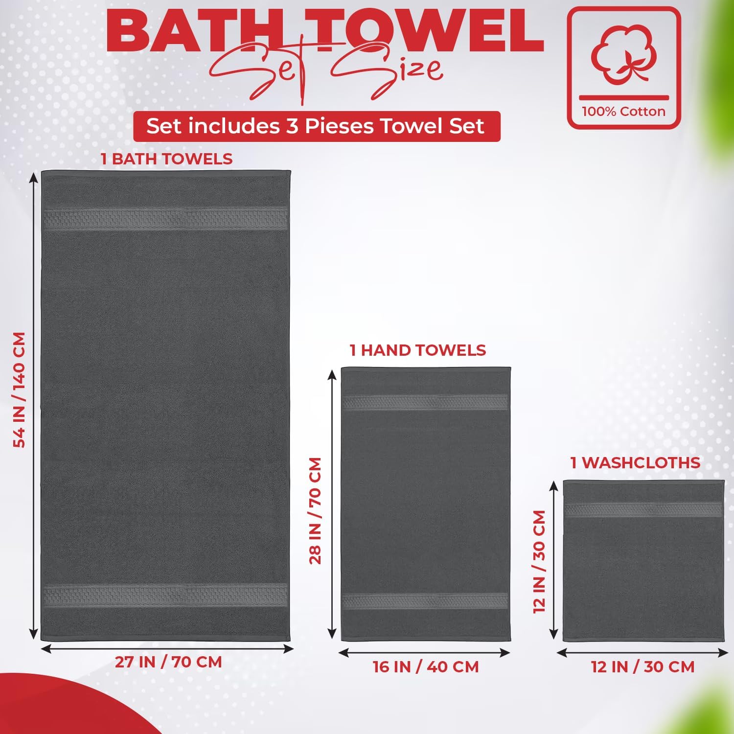 RIVERSIDE Luxury Cotton Bundle – 2 Bath Sheets (35x70) + 3-Piece Towel Set (Bath, Hand & Washcloth) – Soft, Absorbent & Durable Towels for Bathroom, Gym & Travel