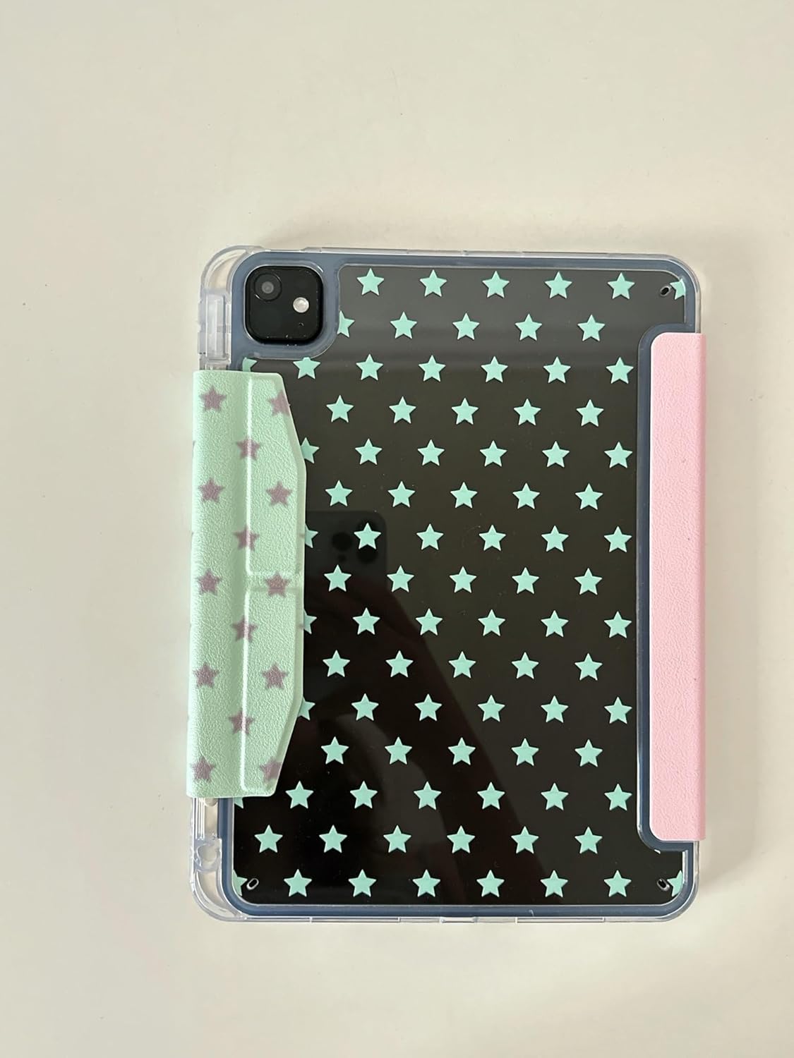 Adjustable Kickstand Leather Folio Case with Stylus Holder for Apple Stars Bright Colorful Color Block Cute Lovely Kids Girls Women (Green, for iPad Air 4th Generation 2020 10.9 Inch)