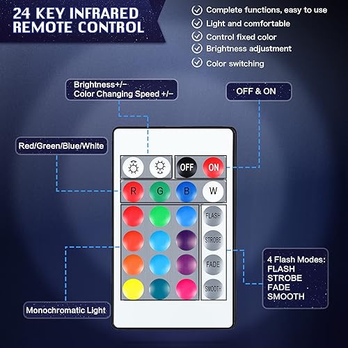Miniatura 3 de Honoson Juego de 6 juegos de luces LED nocturnas 3D, base de lámpara de acrílico transparente, controles remotos y cables de carga USB para