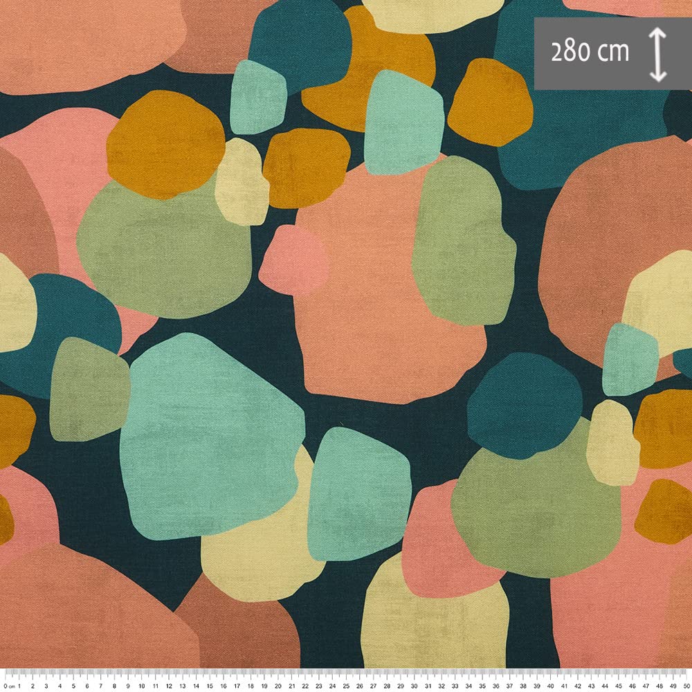 Kt KILOtela Tela stampata digitale, Half Panama Cotone, Decorazione, Rivestimento, Cuscini, Tende, Materassi, Larghezza 280 cm, Lunghezza a scelta 50 in 50 cm, Botanico, Astract, Rosa, Verde
