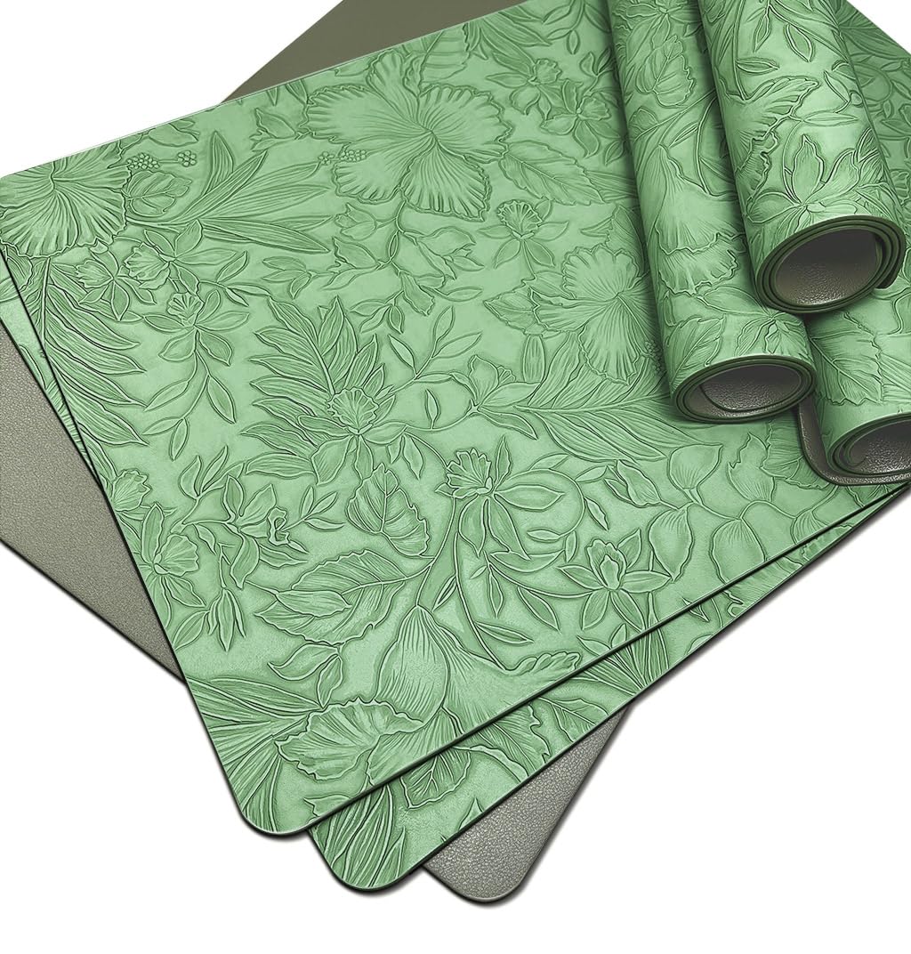 Table Mats set of 6, Wipeable Faux Leather Place Mats for table 6