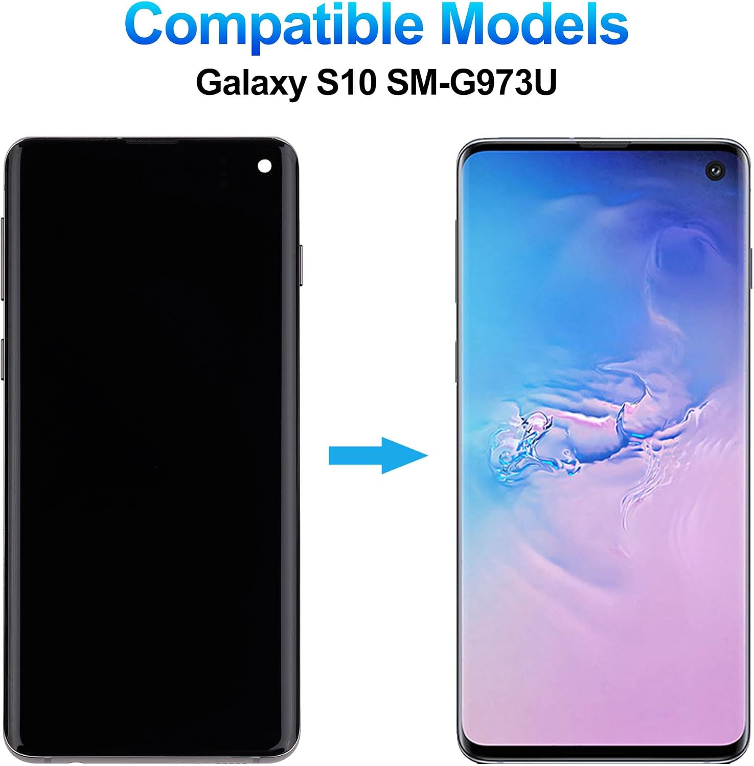 New 6.1" TFT Display for Samsung Galaxy S10 SM-G973U (Black with Frame) LCD Display Touch Screen Digitizer Assembly Replacement with Tool Sets - No Fingerprint Support